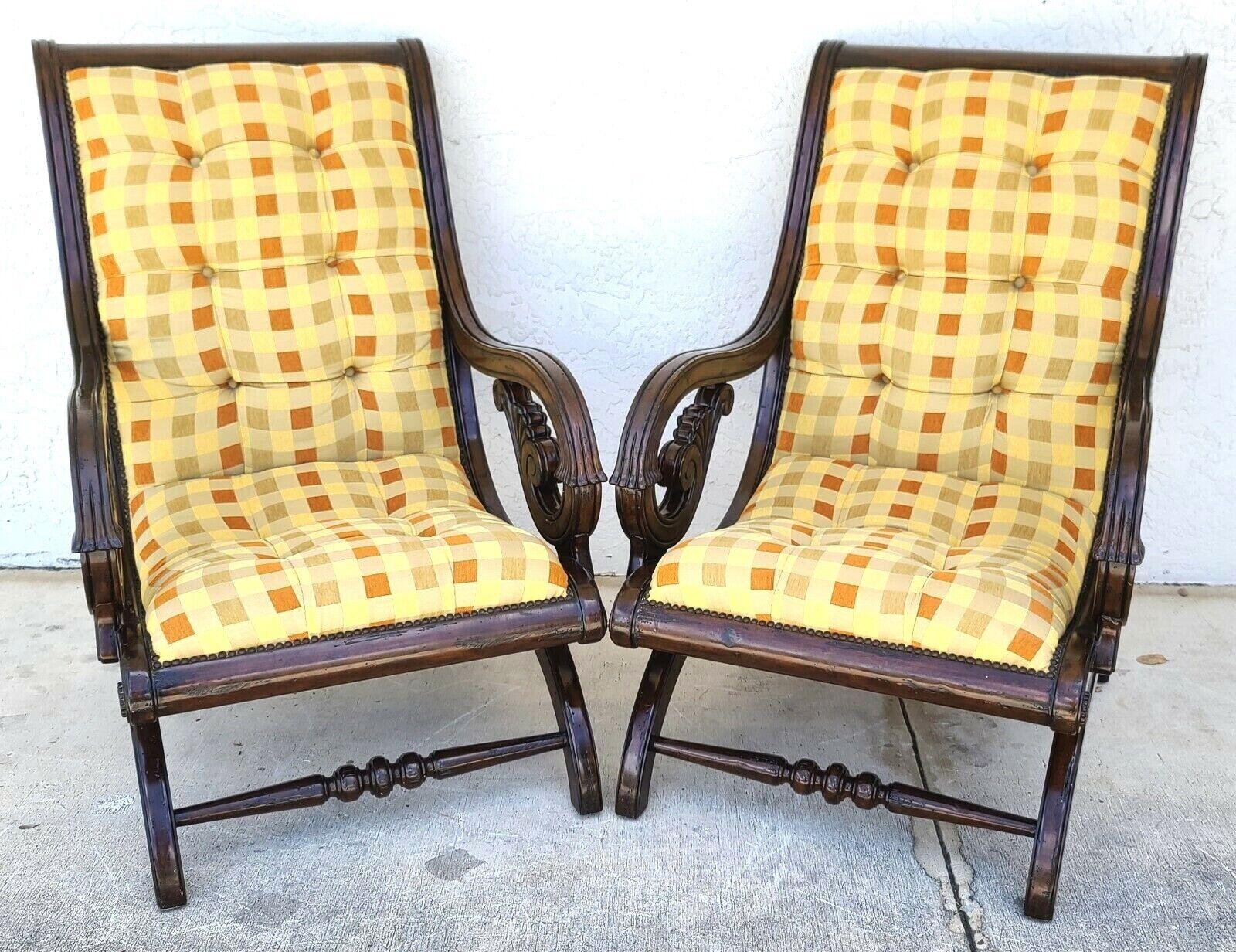 For FULL item description be sure to click on CONTINUE READING at the bottom of this listing.

Offering One Of Our Recent Palm Beach Estate Fine Furniture Acquisitions Of A
Pair of Tufted Regency Style Scroll Arm Armchairs By MARGE