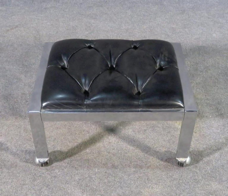 Tufted Rolling Stool For Sale at 1stDibs