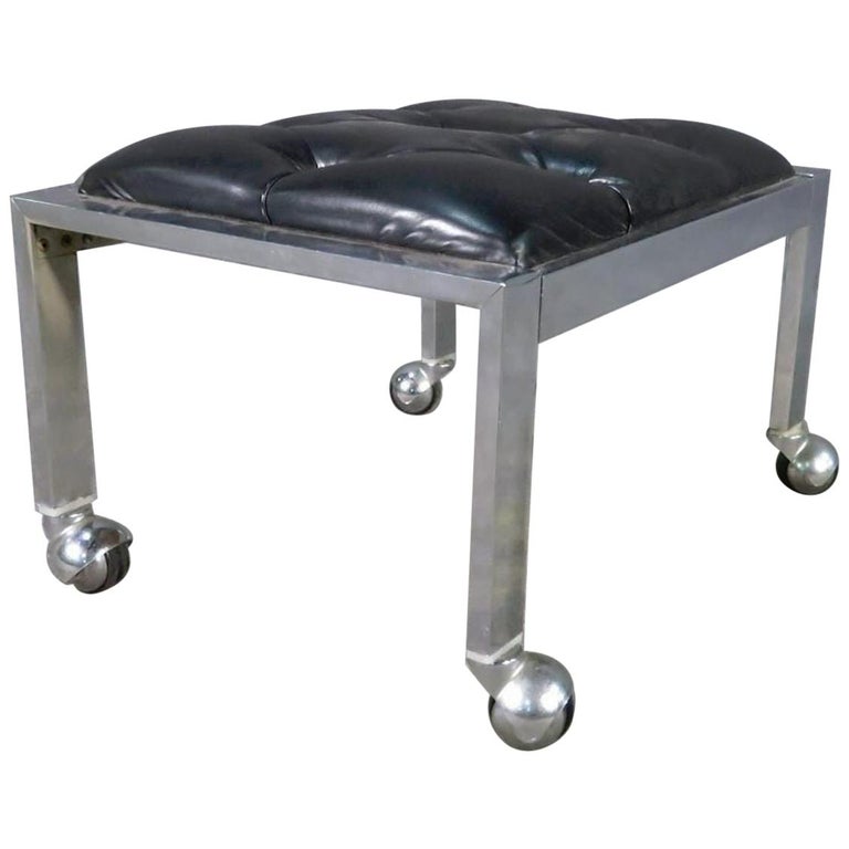 Tufted Rolling Stool For Sale at 1stDibs