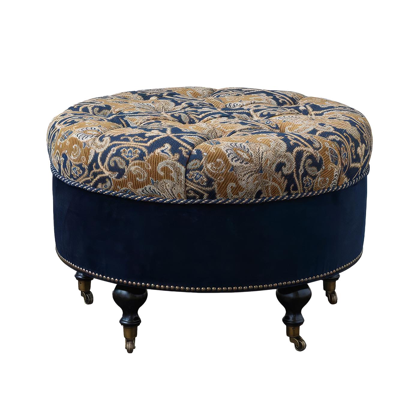 Américain Pouf rond touffeté en vente