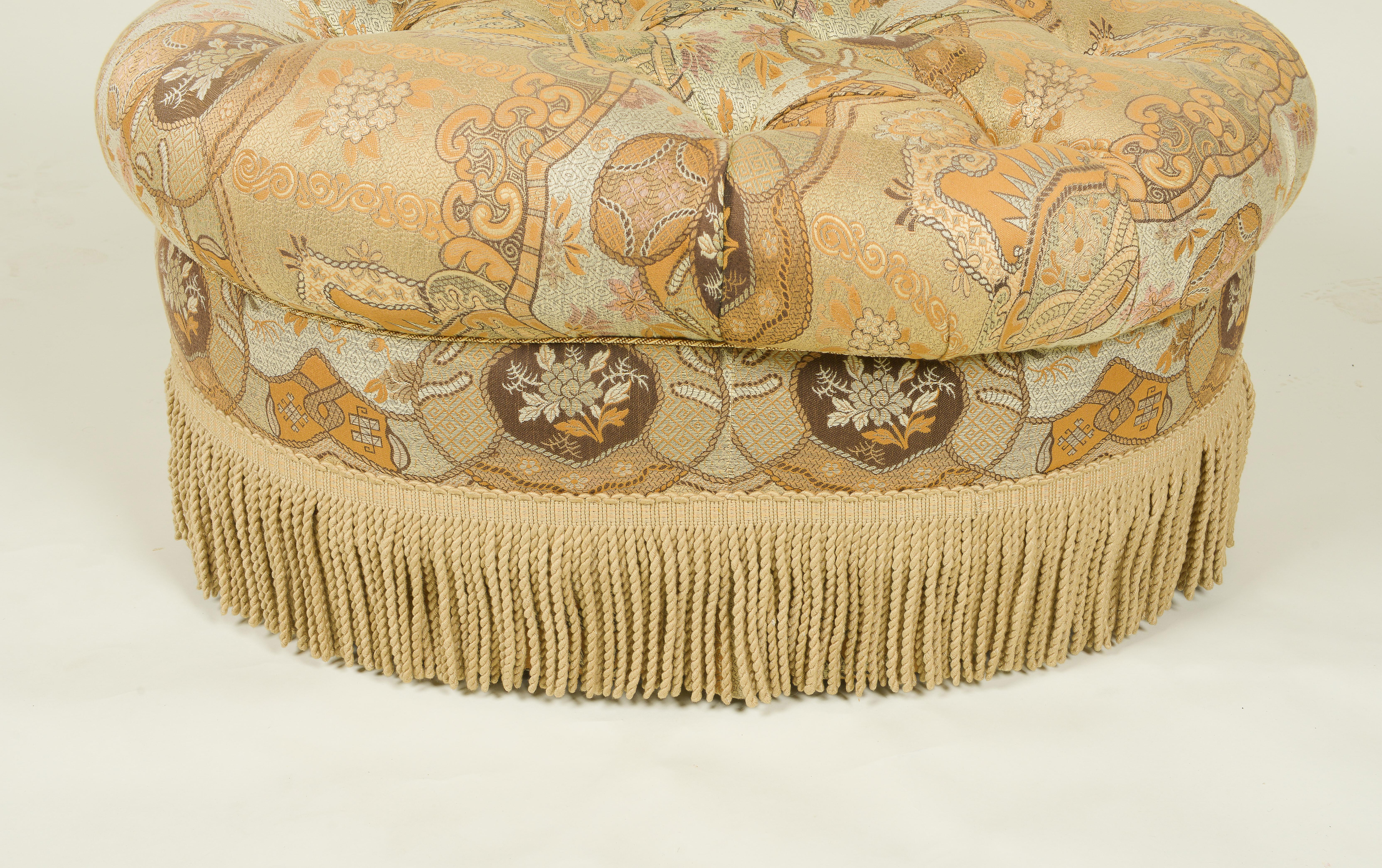 20th Century Tufted Silk Ottoman
