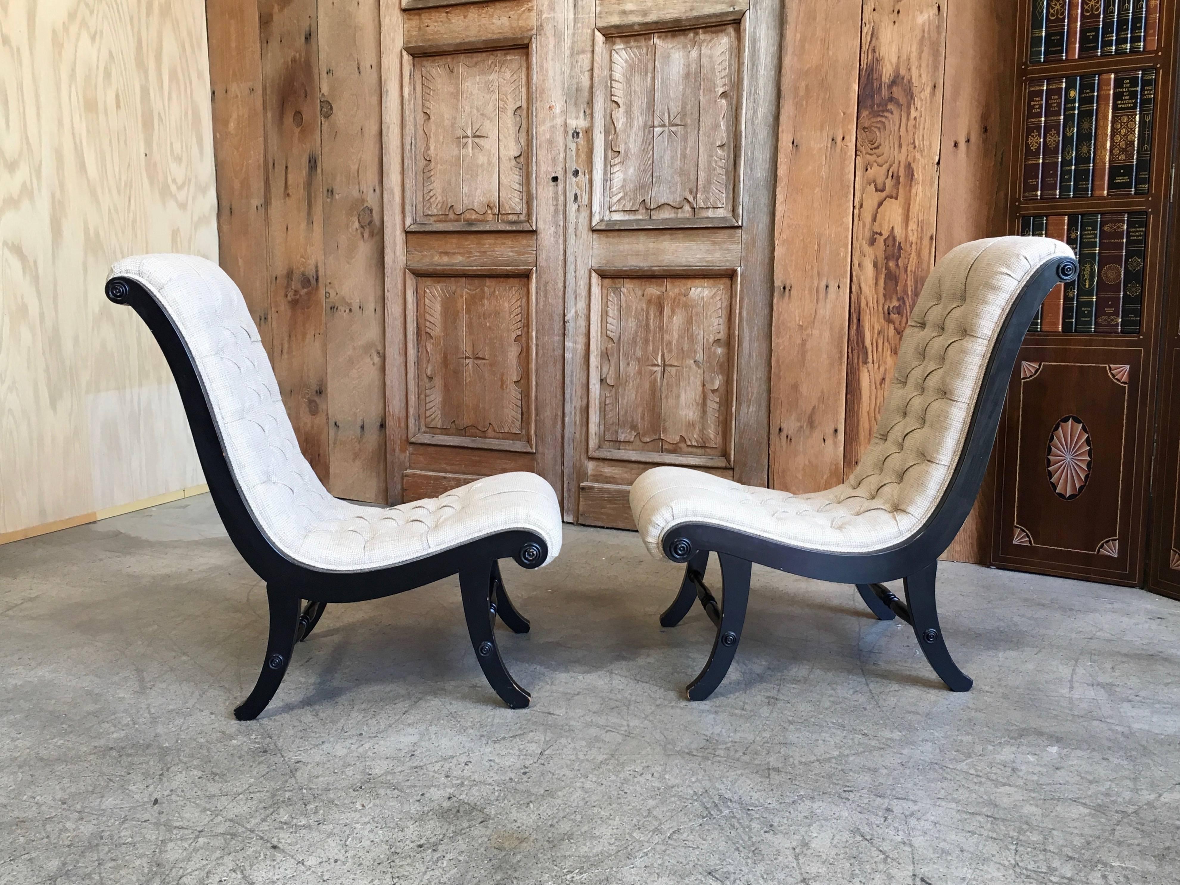 Fabric Tufted Slipper Chairs