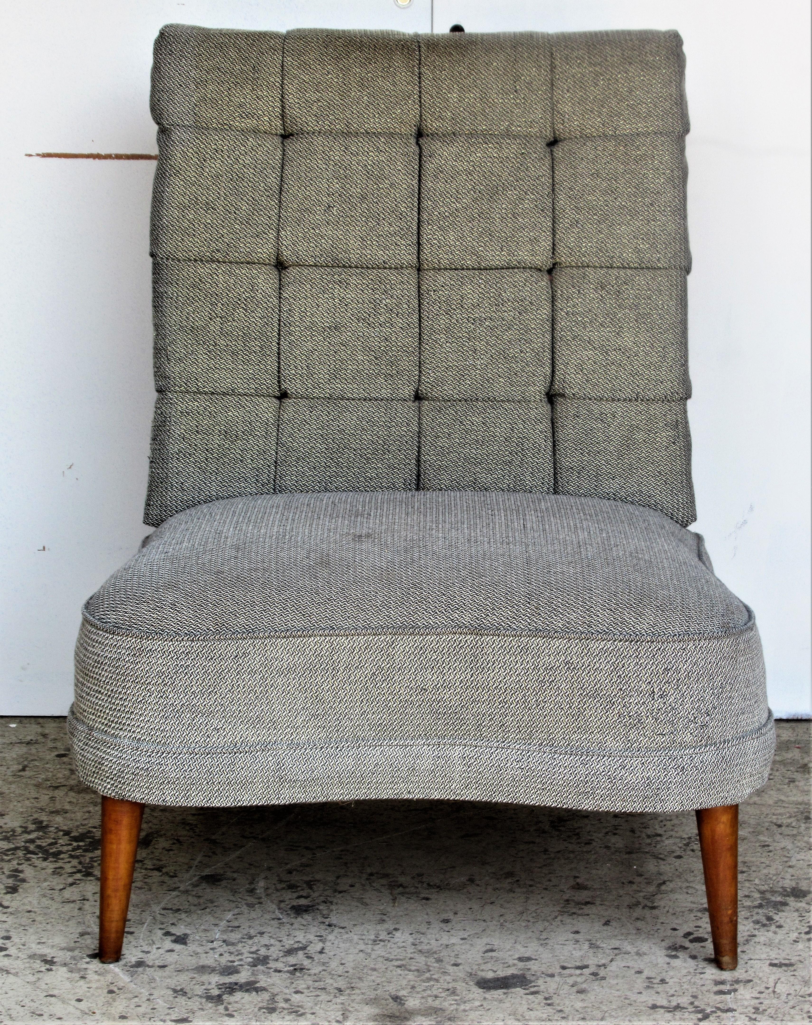 Hollywood Regency Tufted Slipper Lounge Chair in the Style of Billy Haines