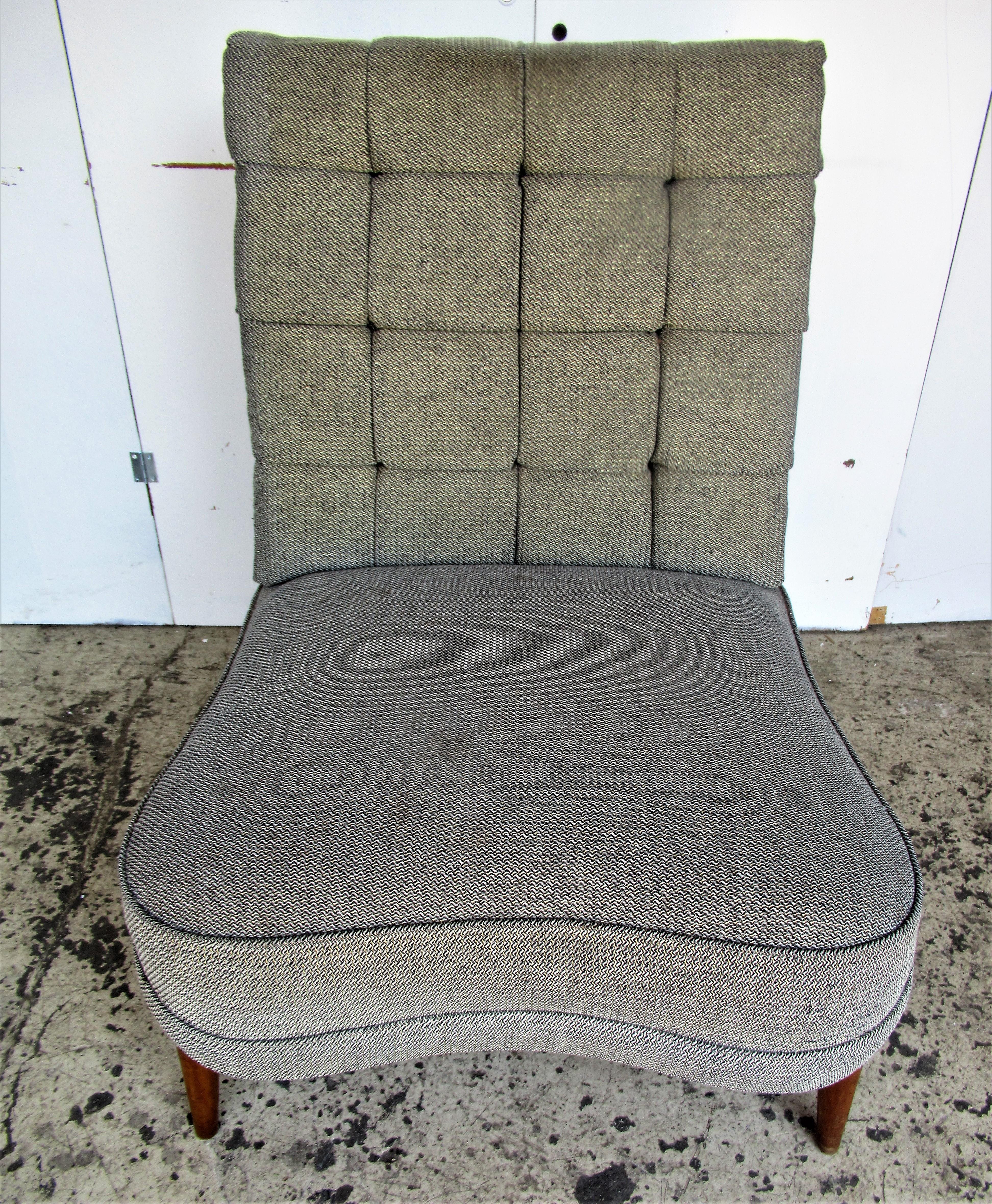 American Tufted Slipper Lounge Chair in the Style of Billy Haines
