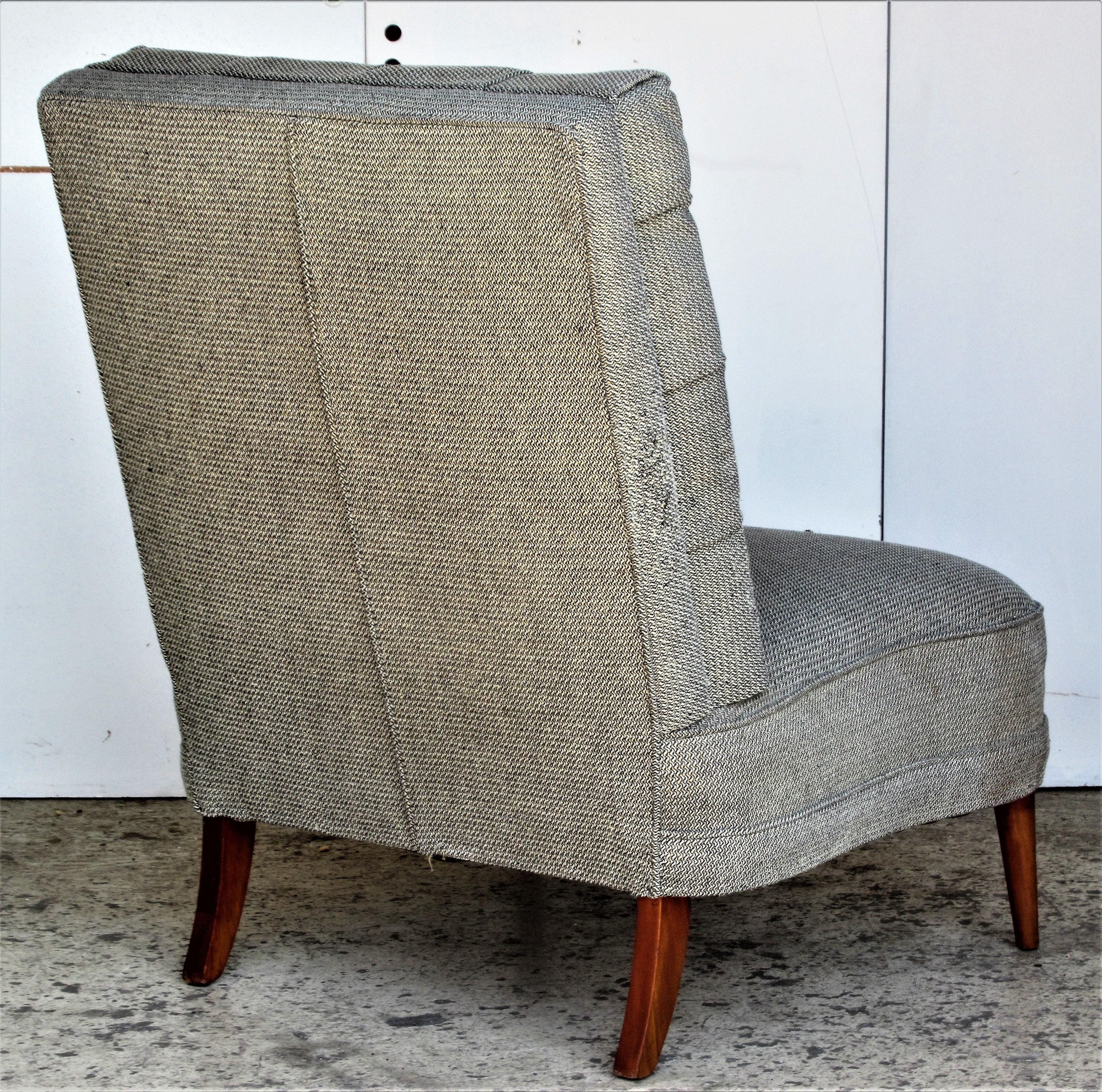 20th Century Tufted Slipper Lounge Chair in the Style of Billy Haines