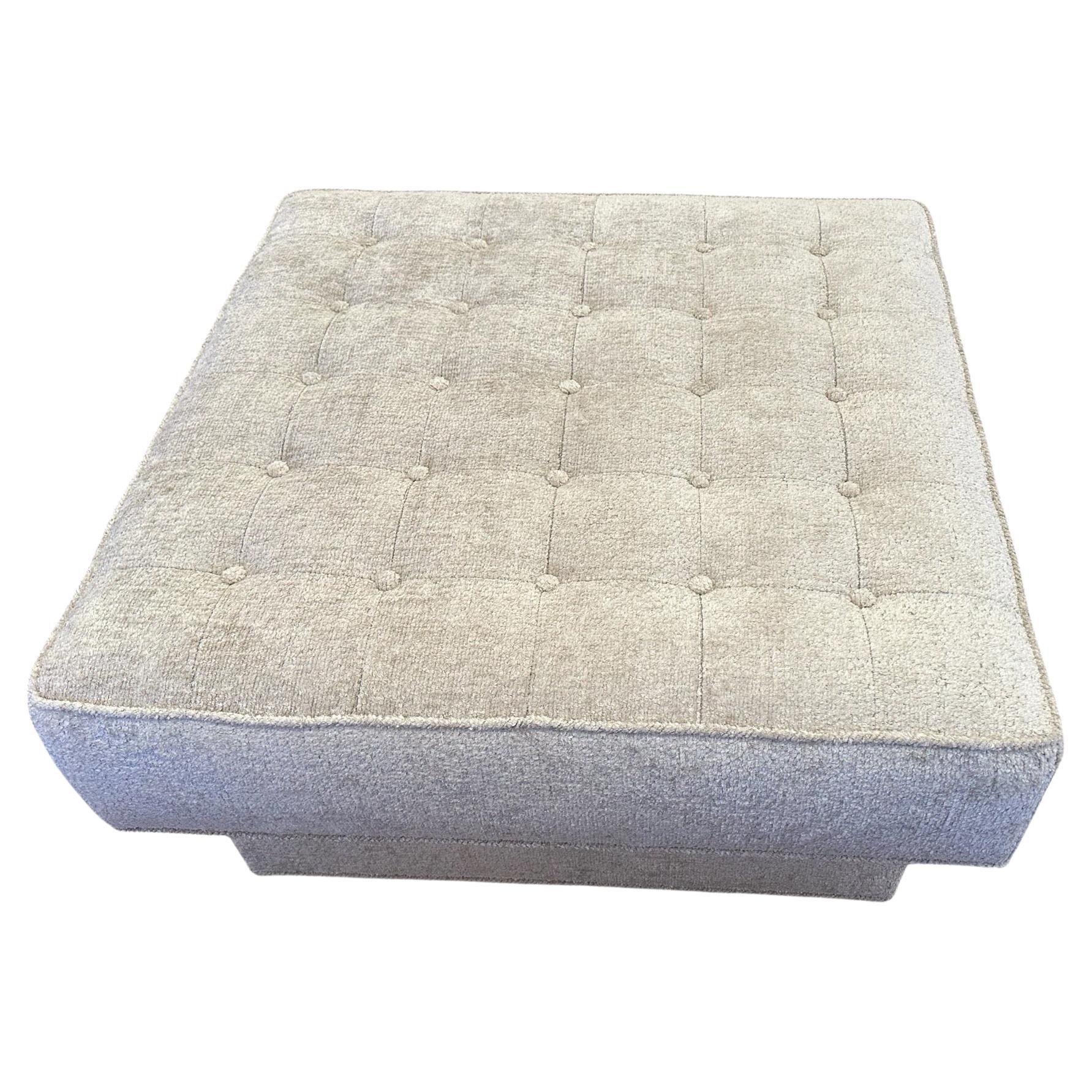 Tufted Square Boucle Ottoman by Gomez For Sale
