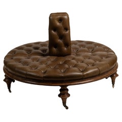 Tufted Two Piece Leather Borne Sette with Casters , Modern