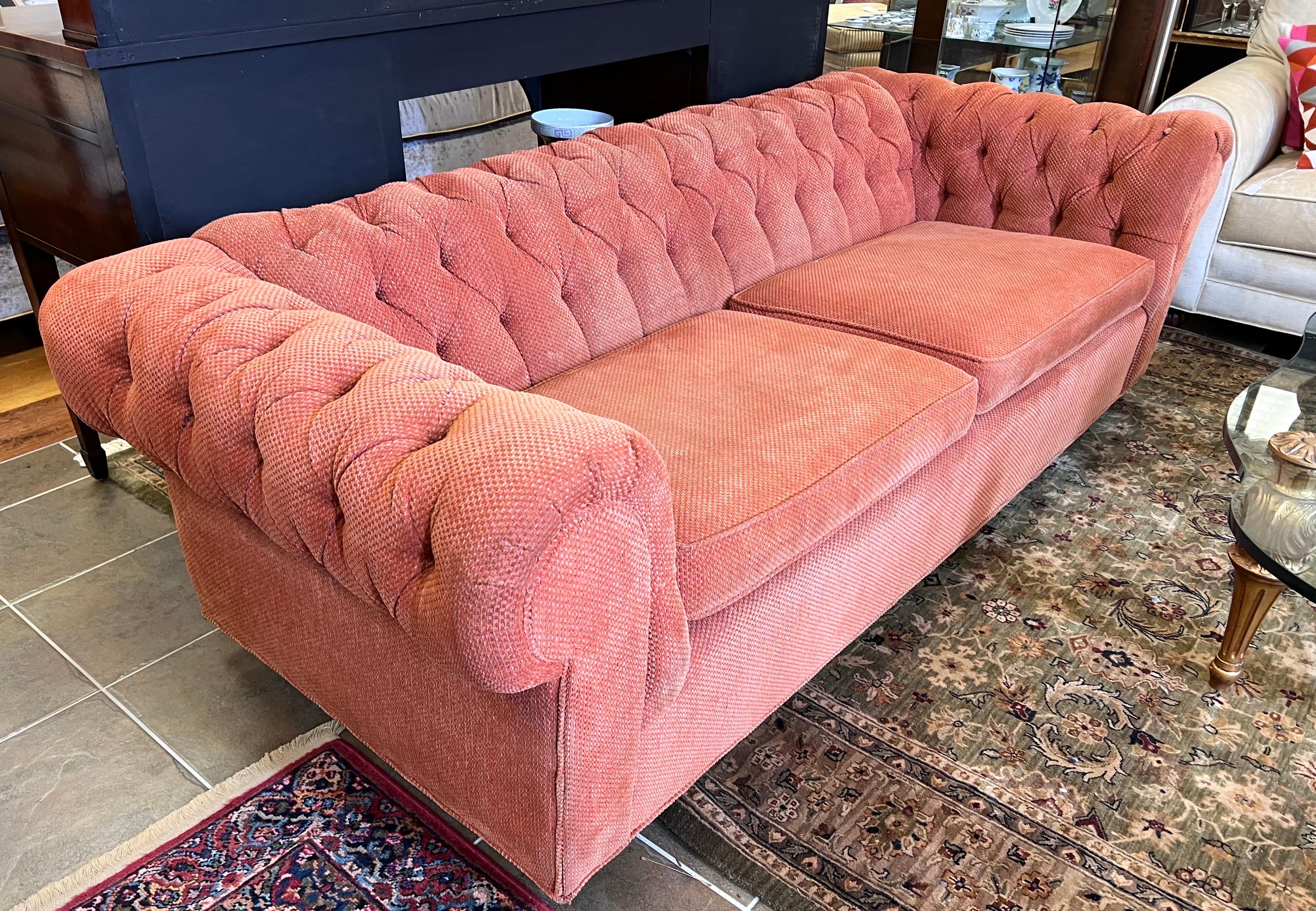 tufted rolled arm sofa