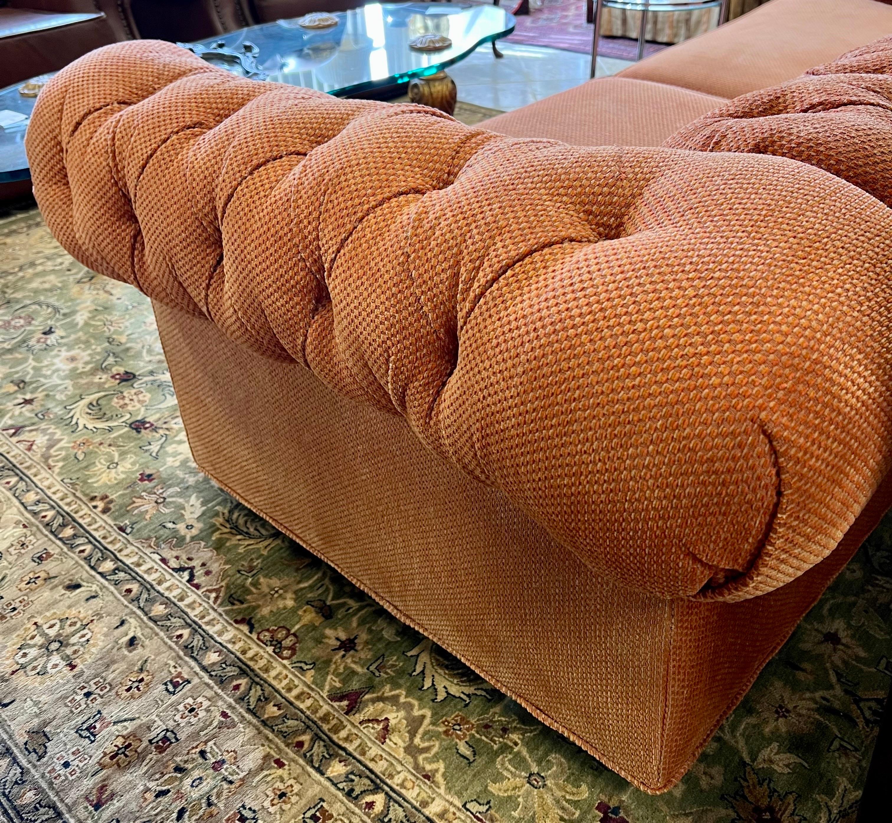 20th Century Tufted Upholstered Chesterfield Rolled Arm Sofa