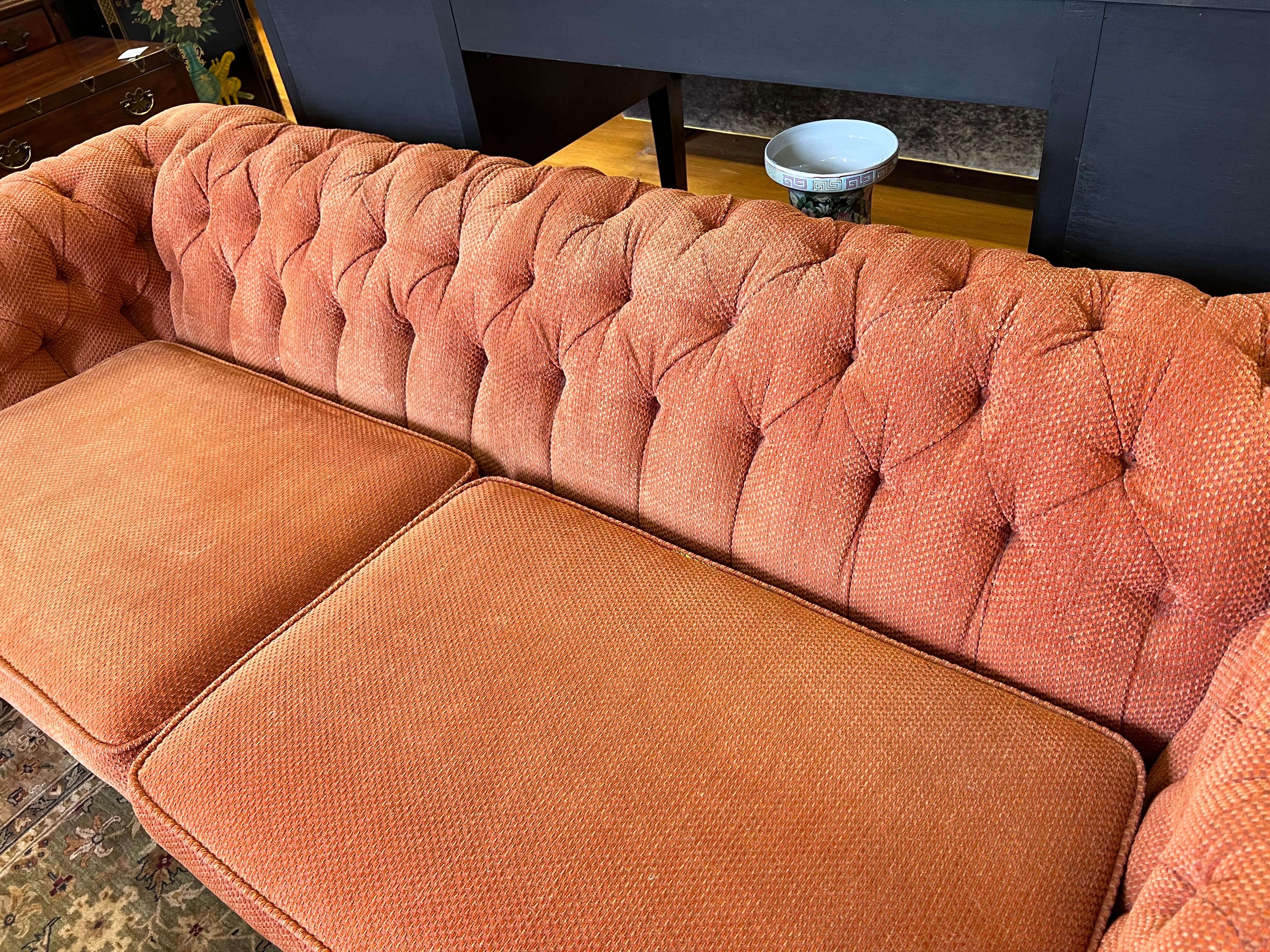 Tufted Upholstered Chesterfield Rolled Arm Sofa 1
