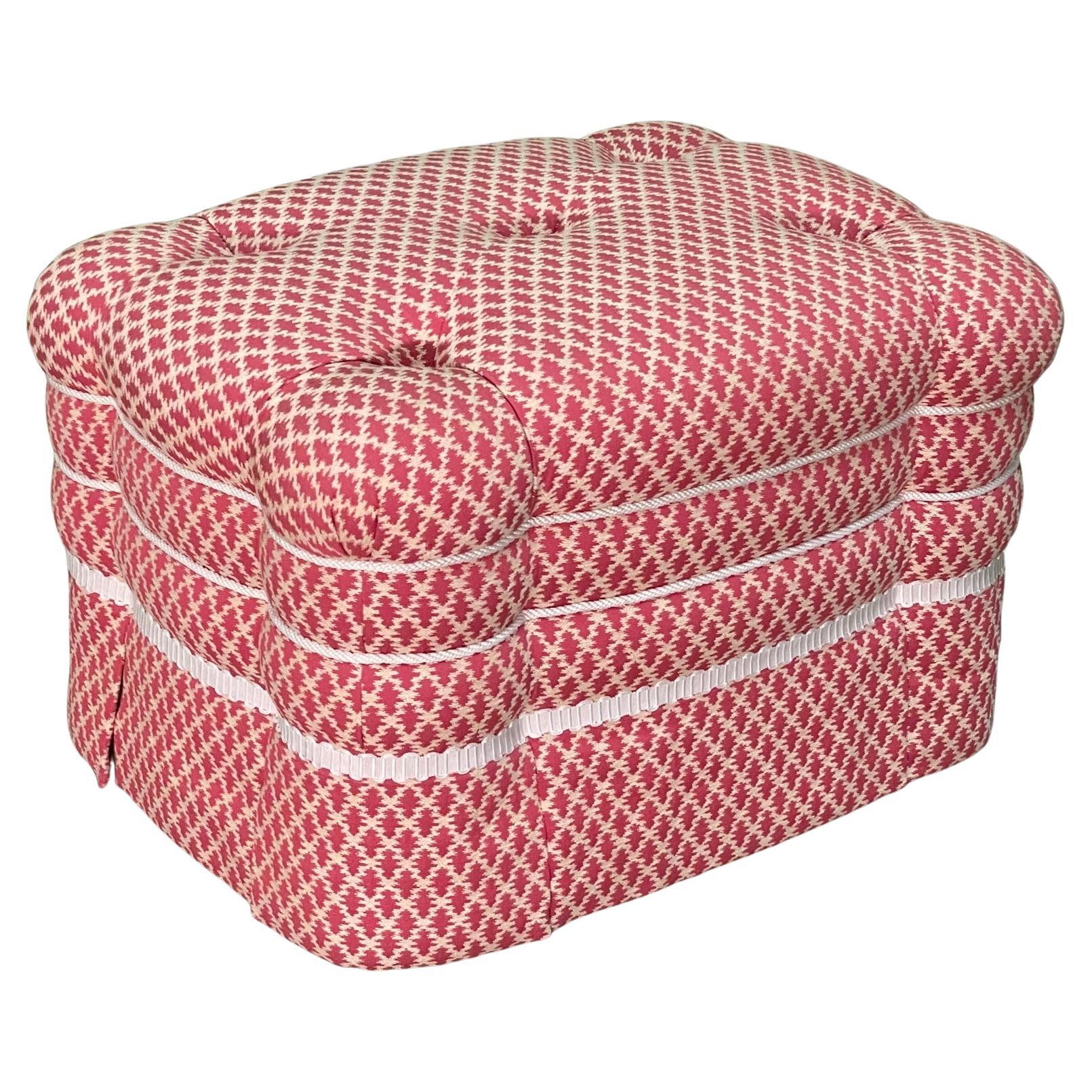 Square Tufted Ottoman Upholstered in Donghia Mohair at 1stDibs