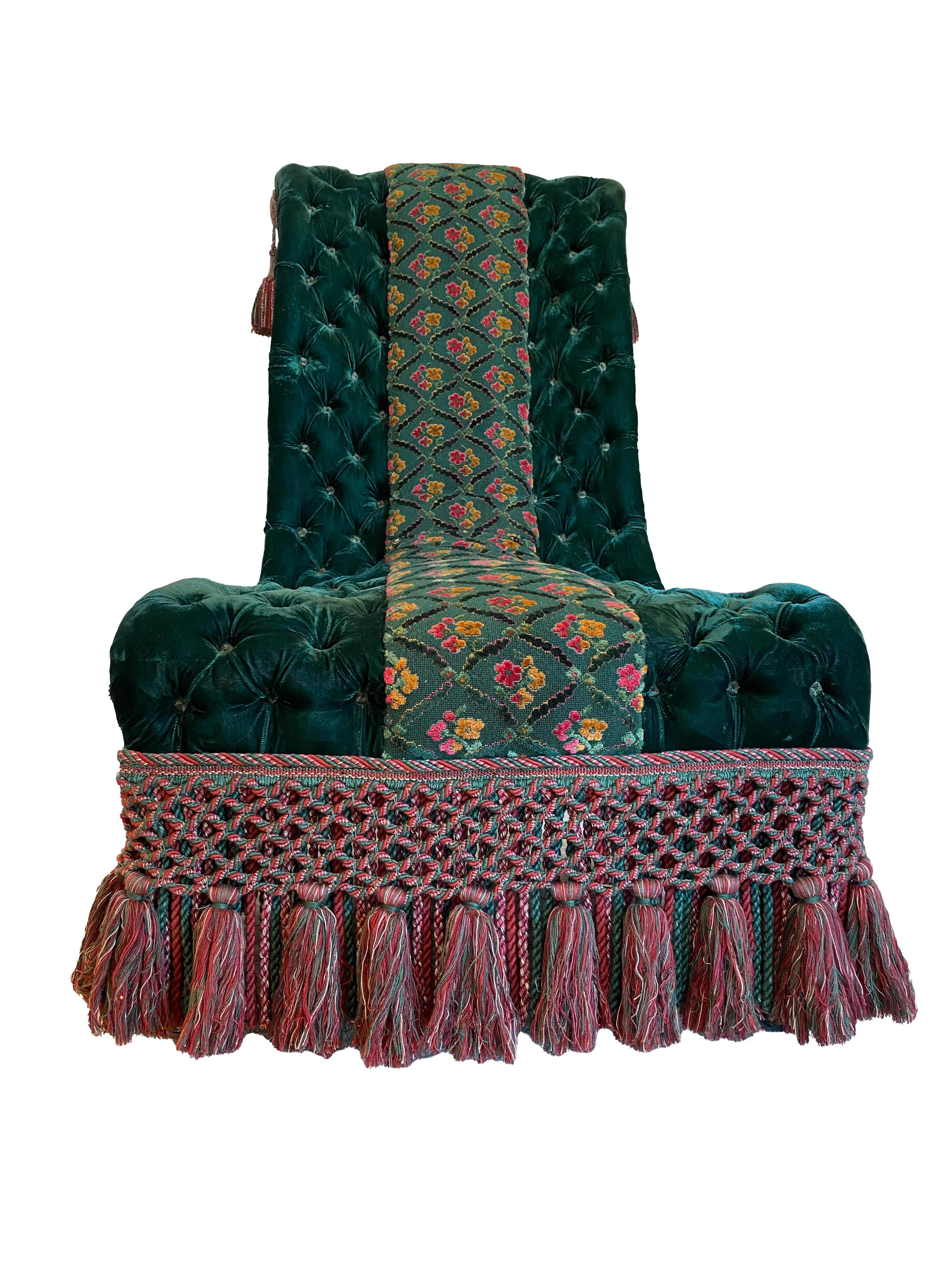 Napoléon III Chauffeuse en velours touffeté - Collection Ann & Gordon Getty en vente