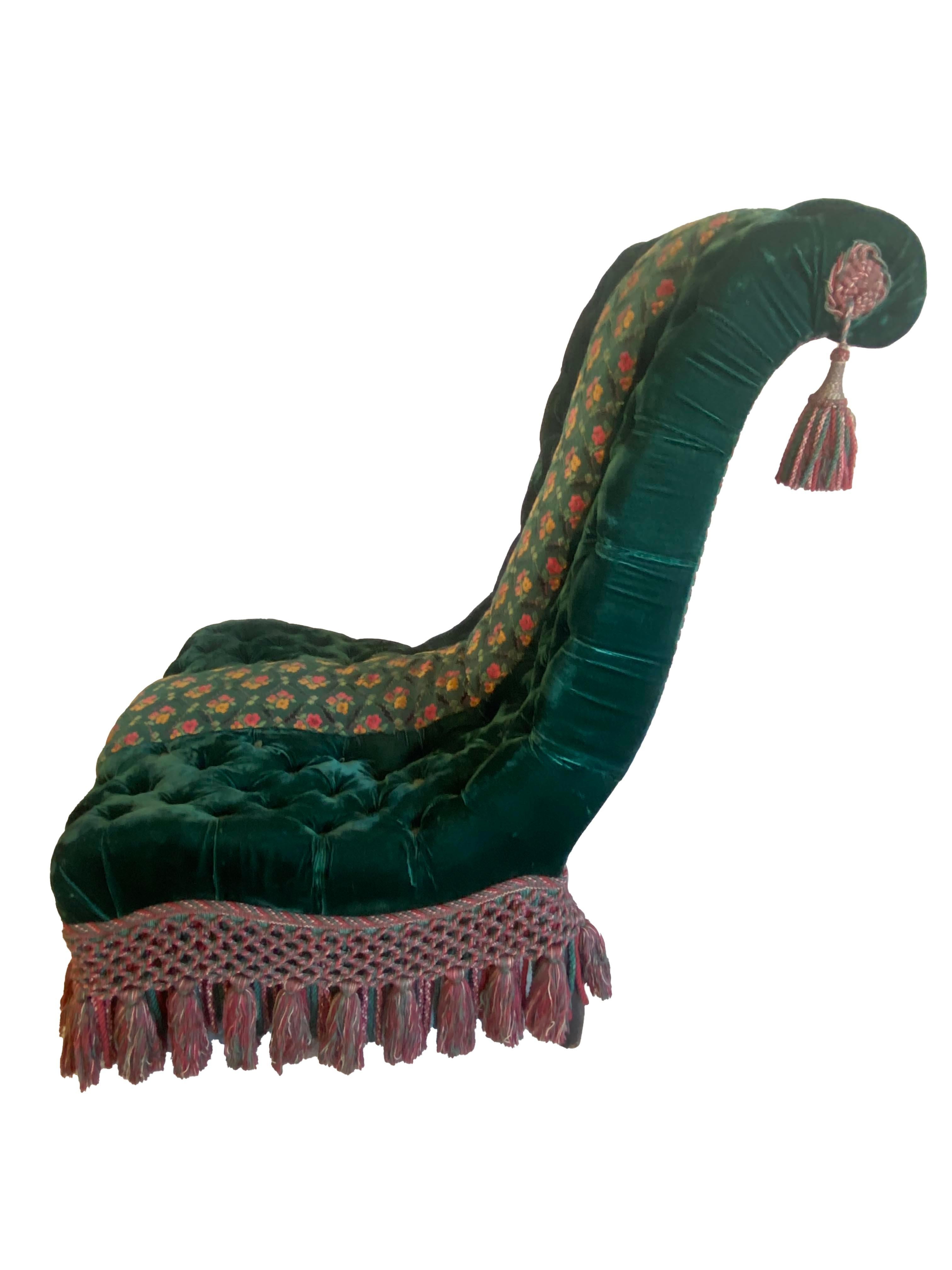 Chauffeuse en velours touffeté - Collection Ann & Gordon Getty Bon état - En vente à Scottsdale, AZ