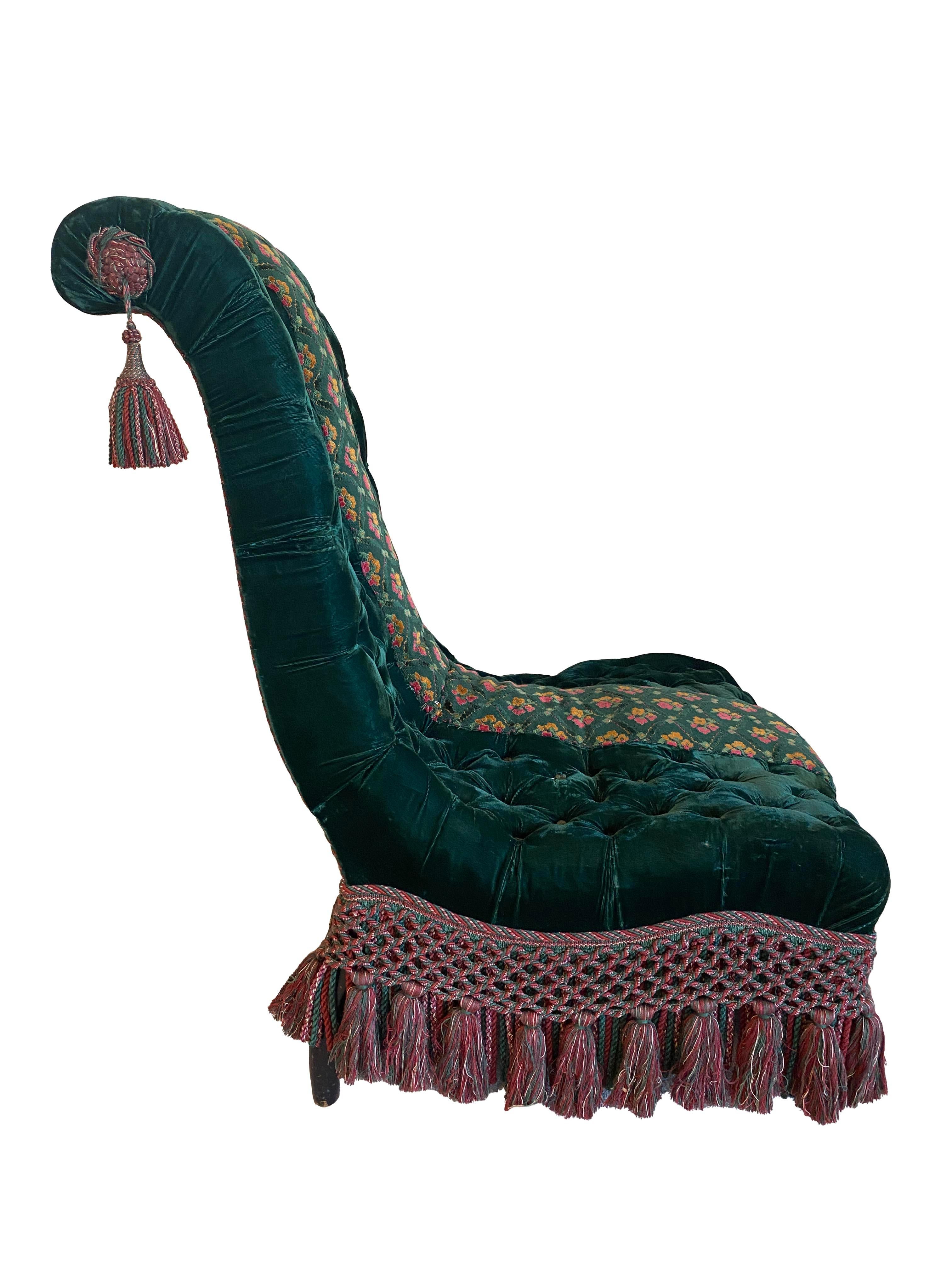 Chauffeuse en velours touffeté - Collection Ann & Gordon Getty en vente 1
