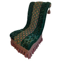Antique Tufted Velvet Chauffeuse - From the Collection of Ann & Gordon Getty
