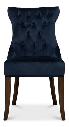 Esszimmerstühle aus getuftetem Samt in Marineblau, 2er-Sets