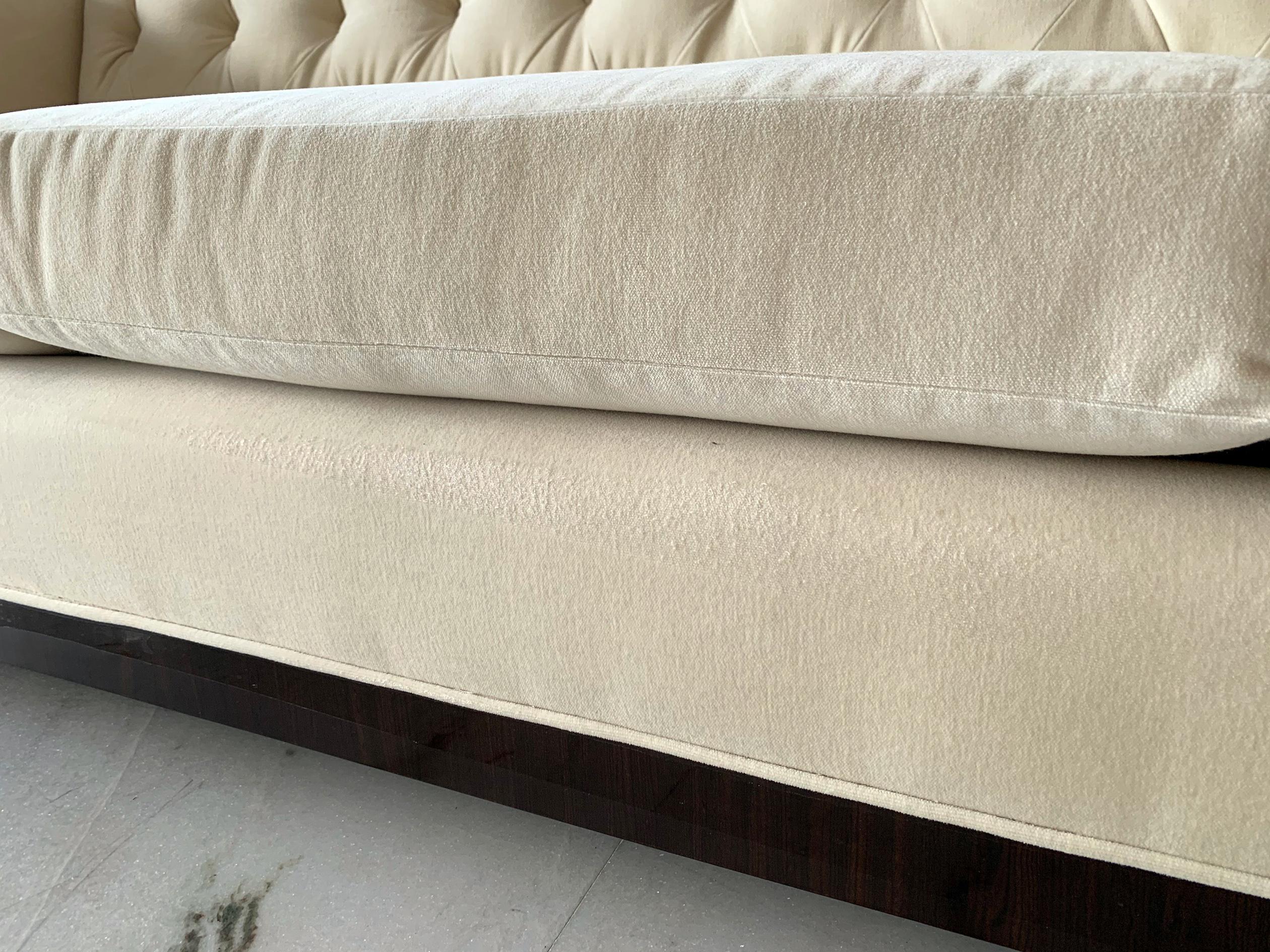 Tufted Velvet Milo Baughman Style Rosewood Case Sofa 4