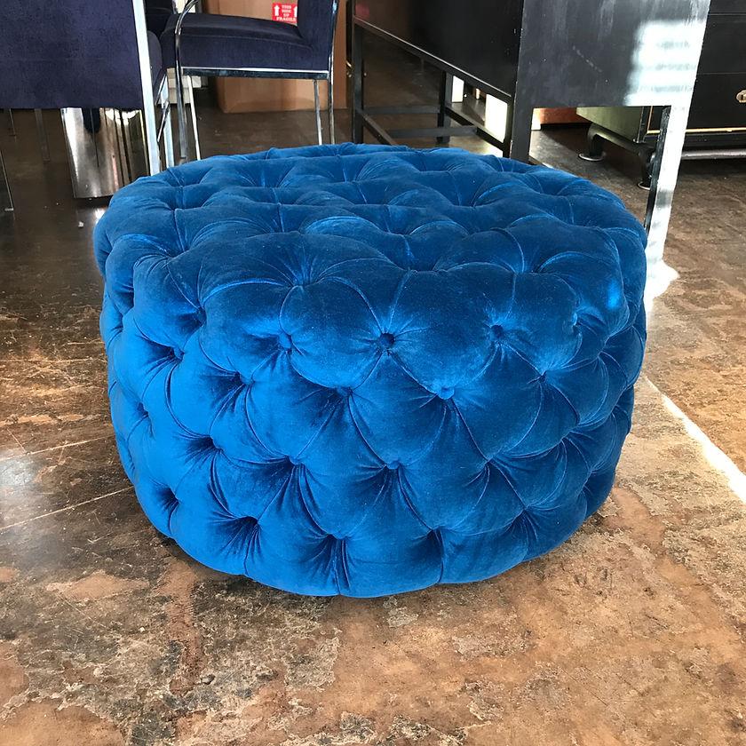 Modern Tufted Velvet Ottoman - Made to order, round, square, rectangular For Sale