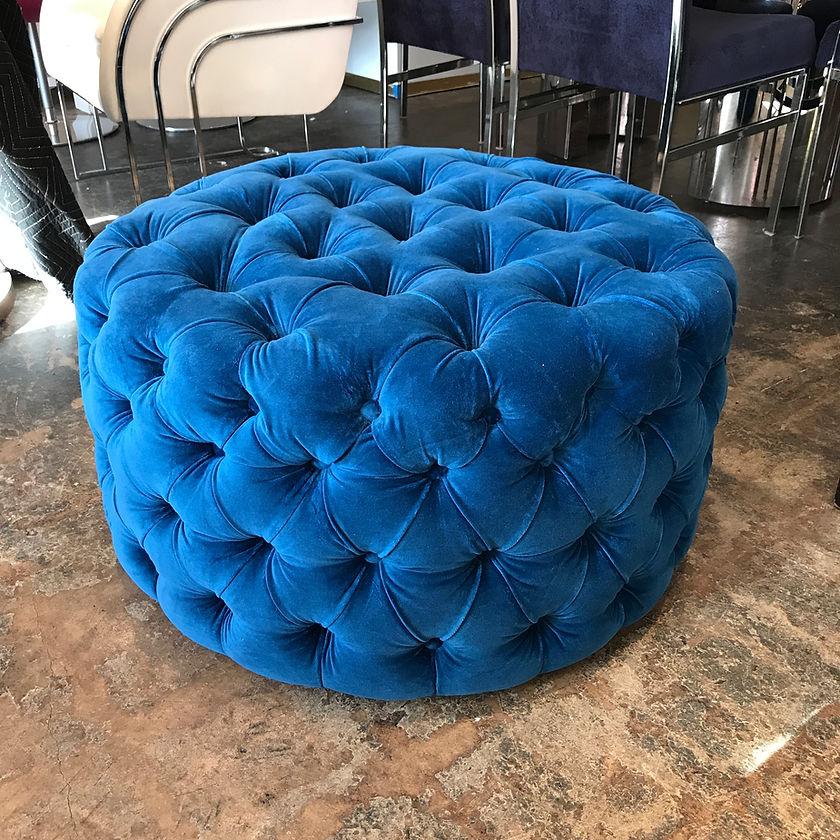 American Tufted Velvet Ottoman - Made to order, round, square, rectangular For Sale