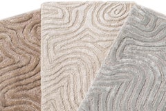 Tufted Wool and Silk Custom Rug, Hand-Knotted, Modern Design, India