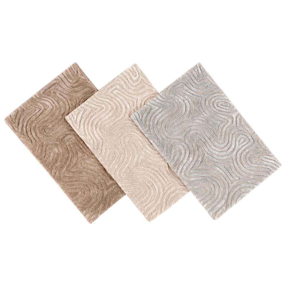 Small Sunshine Rug Sunshine Rug Hand Tufted in Wool and Viscose Blend For Sale at 1stDibs