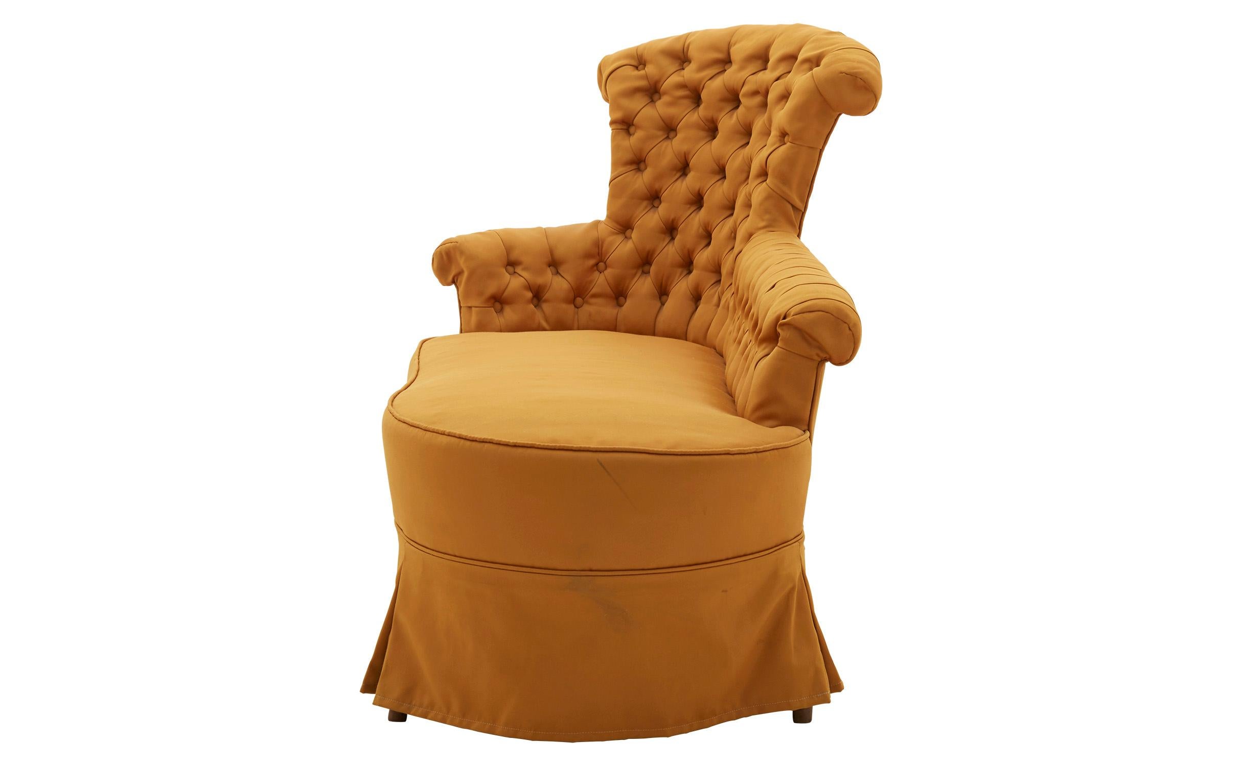 yellow tufted chaise lounge