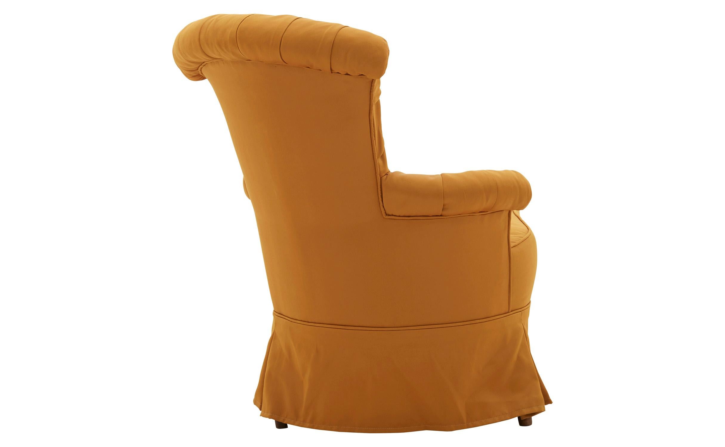 Tufted Yellow Chaise Lounge In Good Condition In Chicago, IL