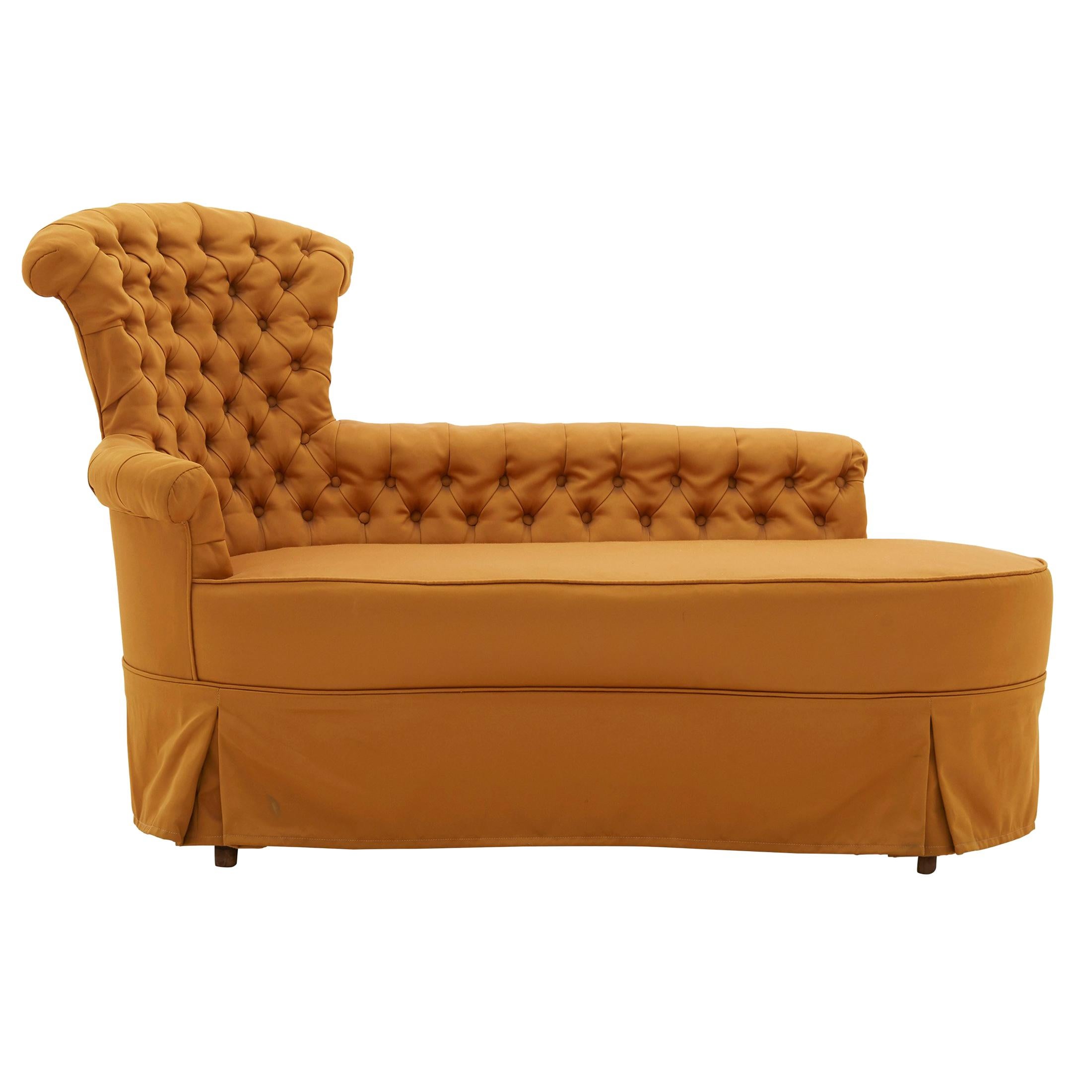 Tufted Yellow Chaise Lounge