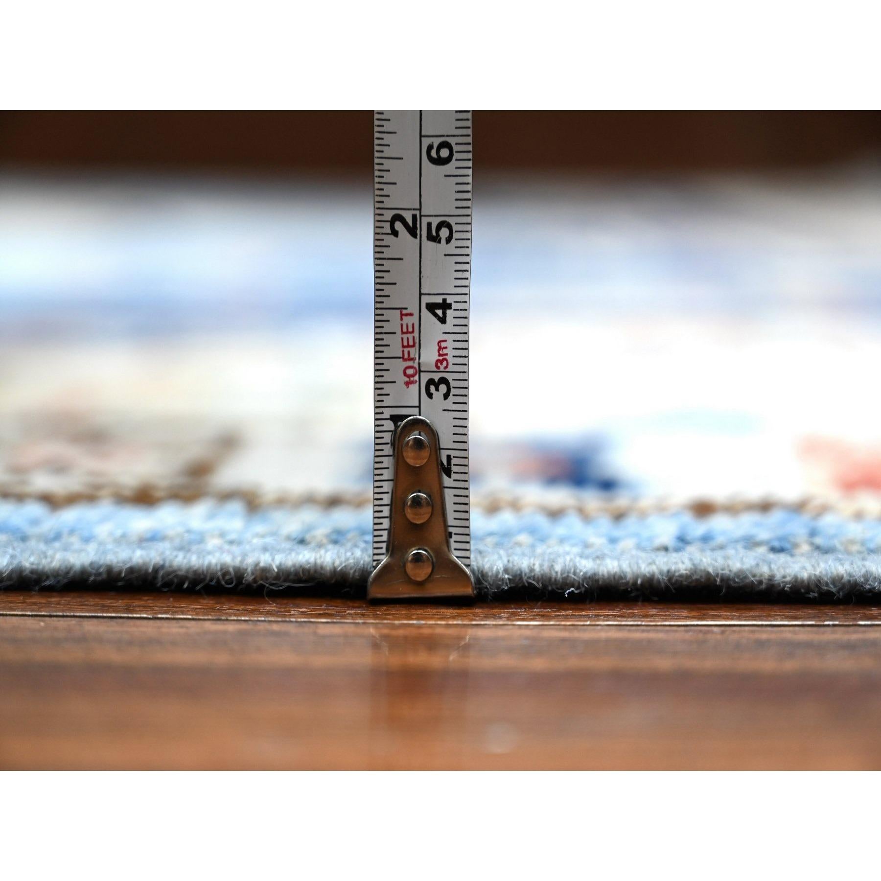 Tufts Blue Anatolian Village Inspired Wool Hand Knotted Oriental Rug 9'1