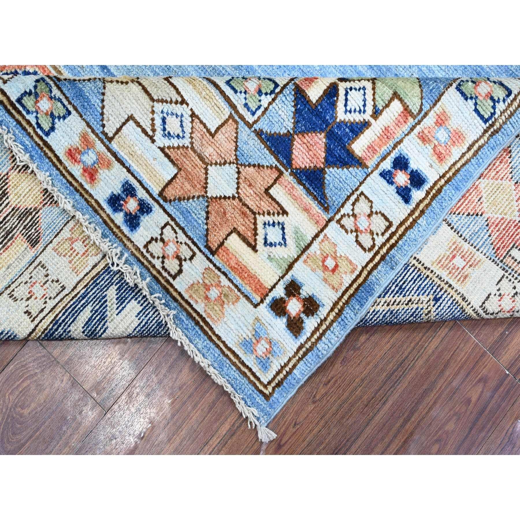 Tufts Blue Anatolian Village Inspired Wool Hand Knotted Oriental Rug 9'1