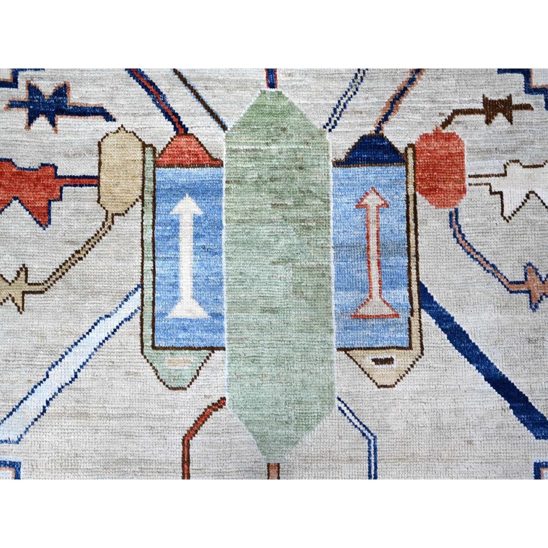 Tufts Blue Anatolian Village Inspired Wool Hand Knotted Oriental Rug 9'1