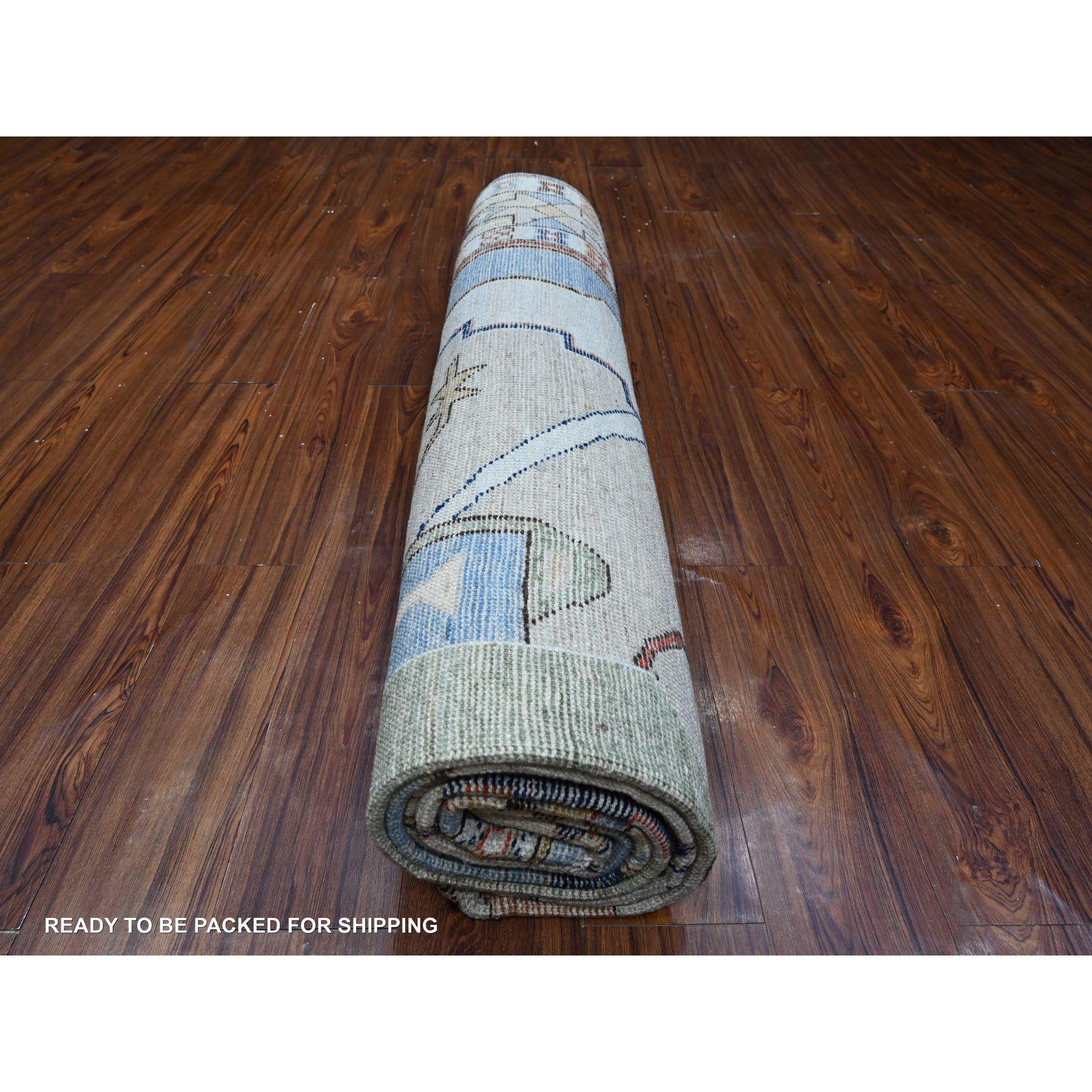 Tufts Blue Anatolian Village Inspired Wool Hand Knotted Oriental Rug 9'1