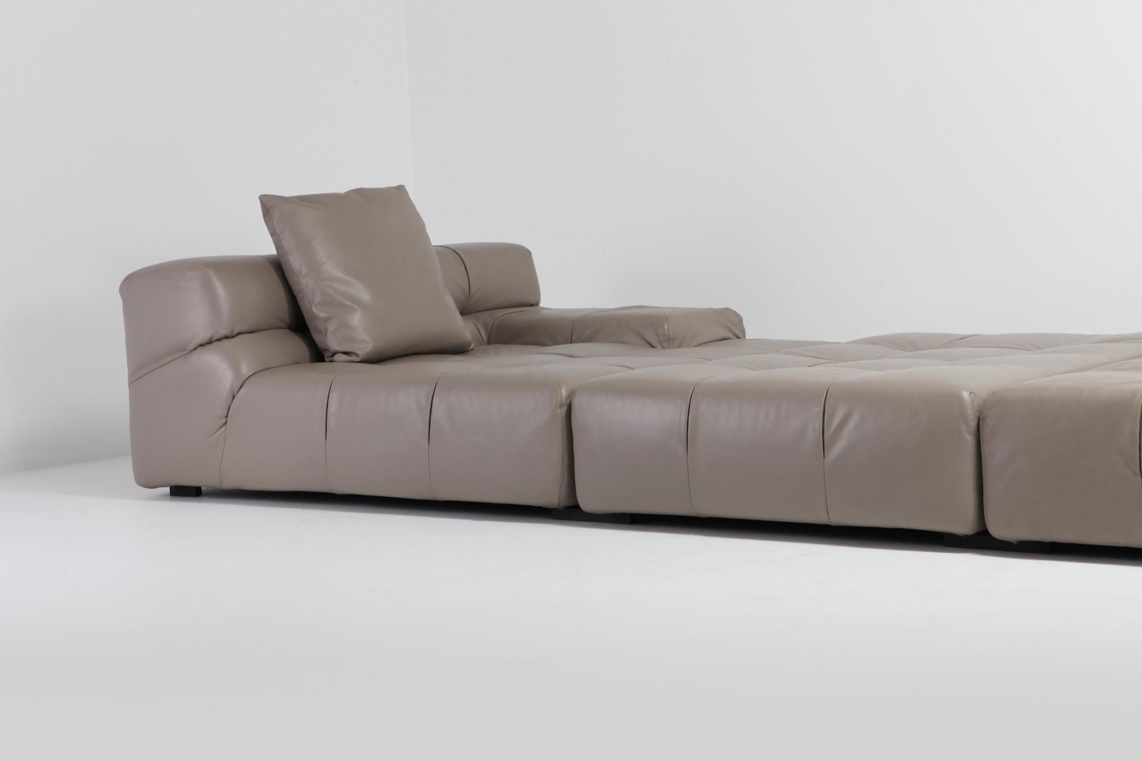 Tufty Time B&B Italia Taupe Leather Sectional Sofa by Patricia Urquiola 5