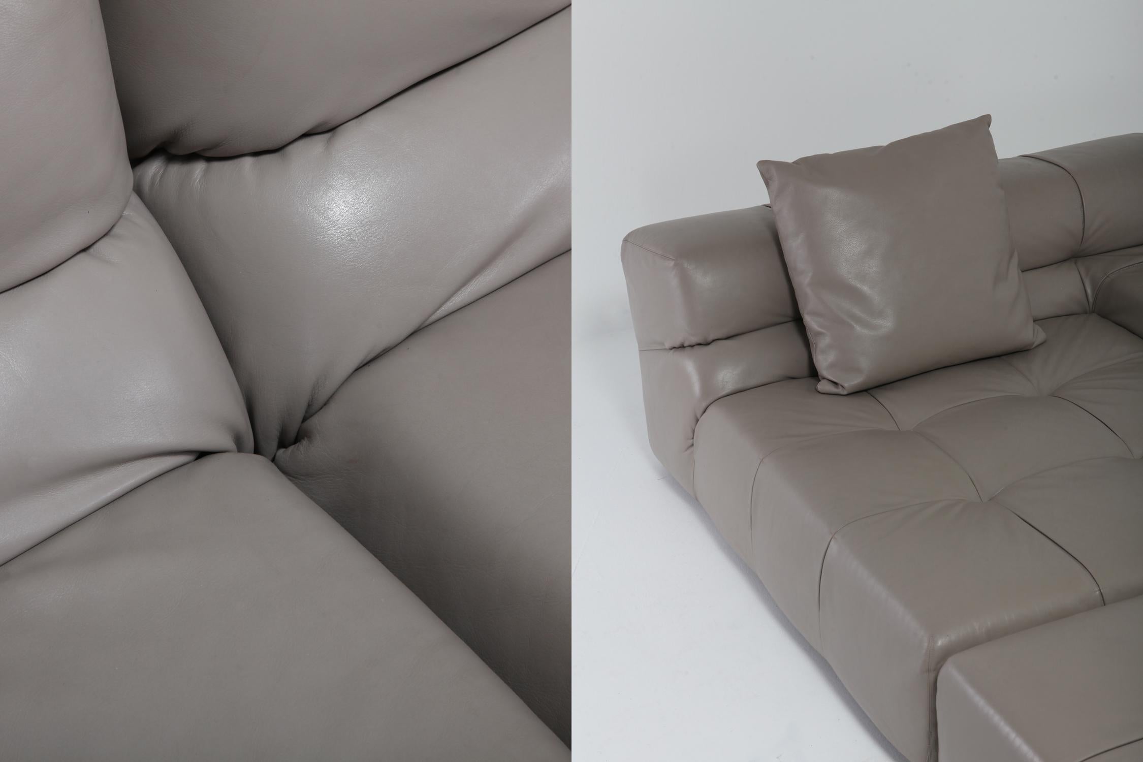 Tufty Time B&B Italia Taupe Leather Sectional Sofa by Patricia Urquiola 8
