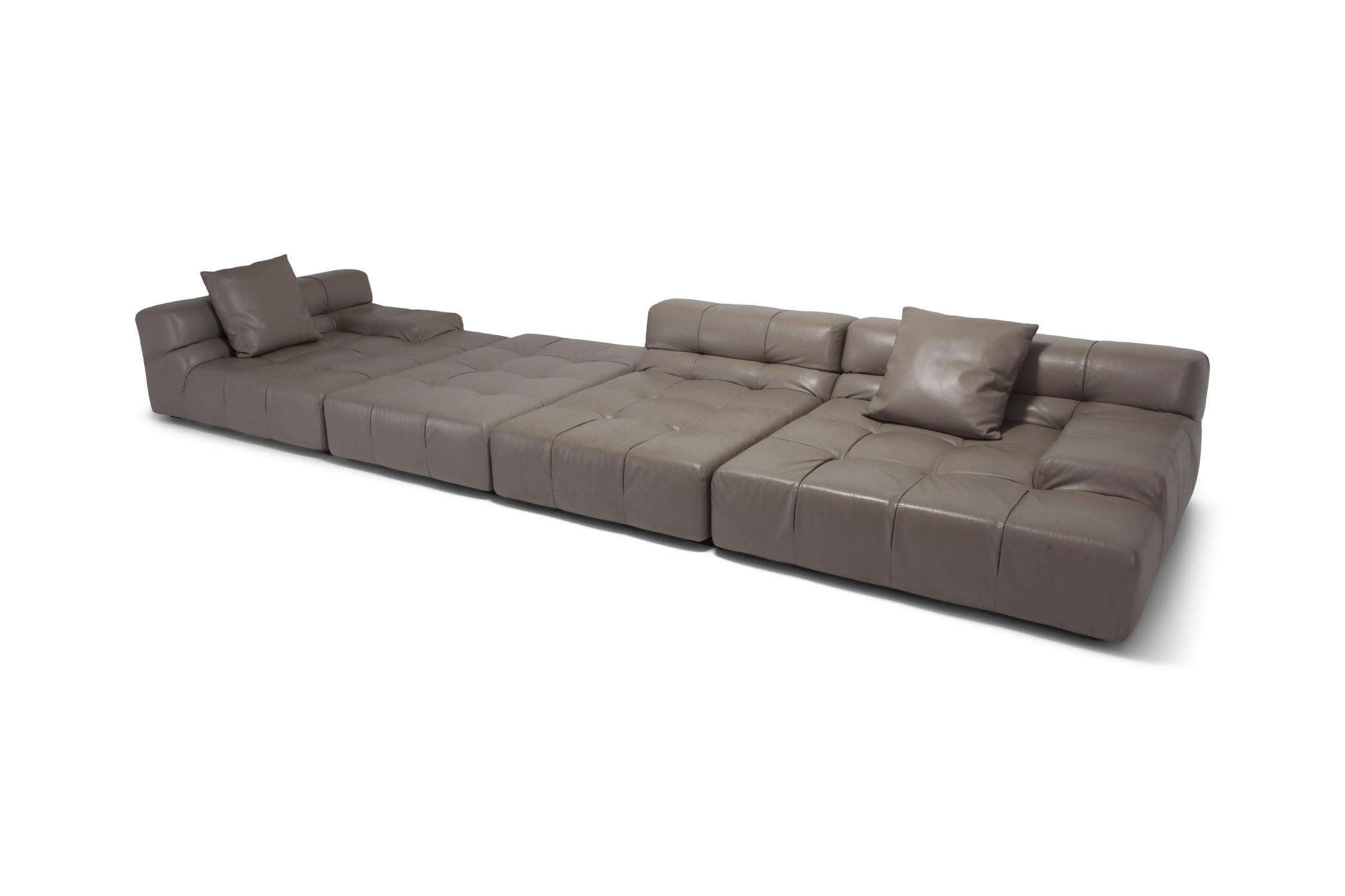 Contemporary modular sofa designed by Patricia Urquiola for BeB Italia in taupe colored leather.

Collections: B&B Italia - B&B Italia Project - Maxalto
Category: Gamma
Feature: Cowhide leather - Chrome tanning - Aniline dye - Corrected grain -