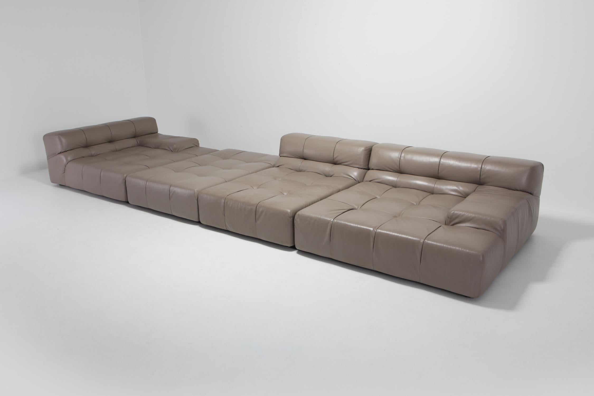 Other Tufty Time B&B Italia Taupe Leather Sectional Sofa by Patricia Urquiola