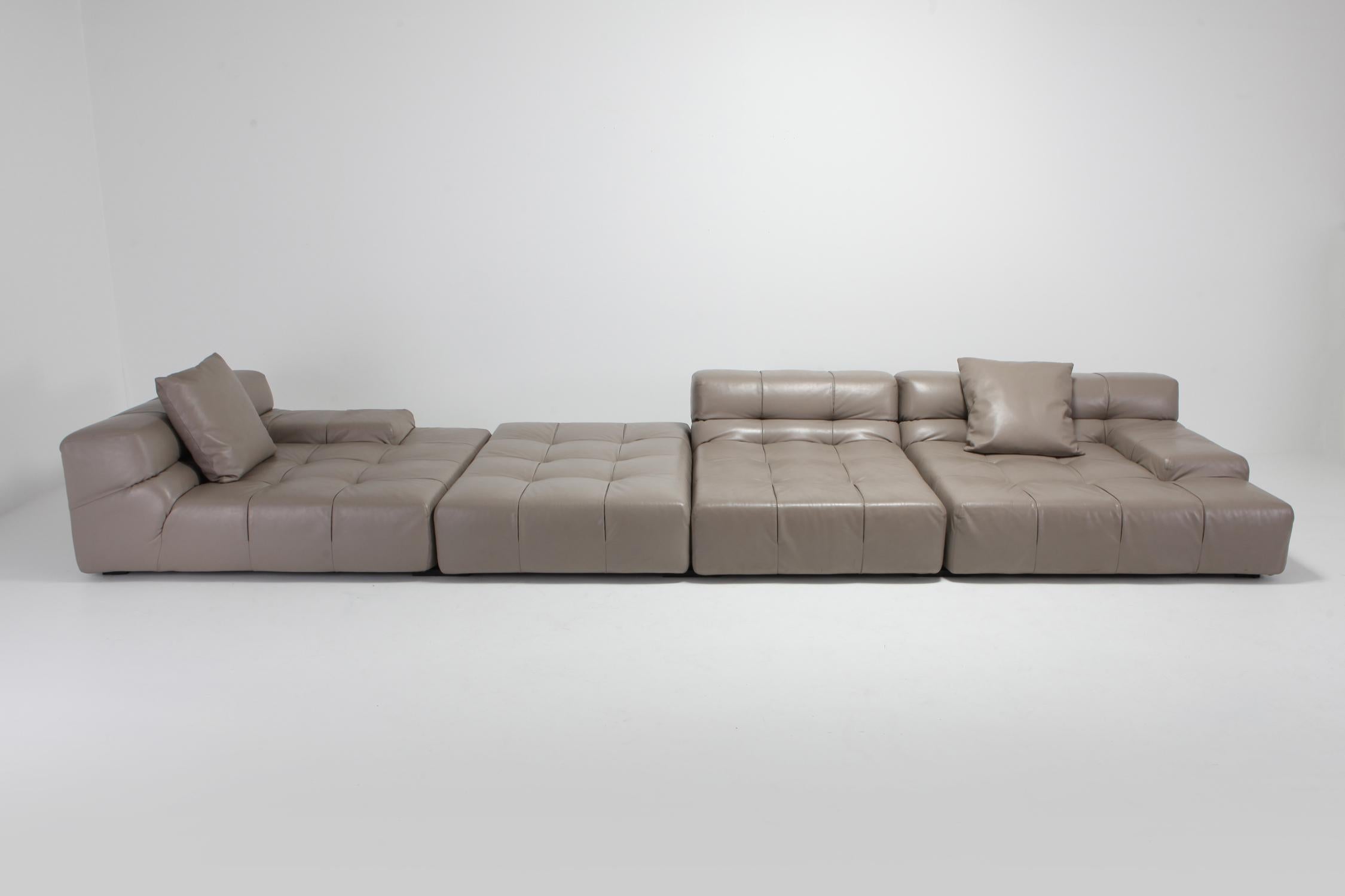 Other Tufty Time B&B Italia Taupe Leather Sectional Sofa by Patricia Urquiola
