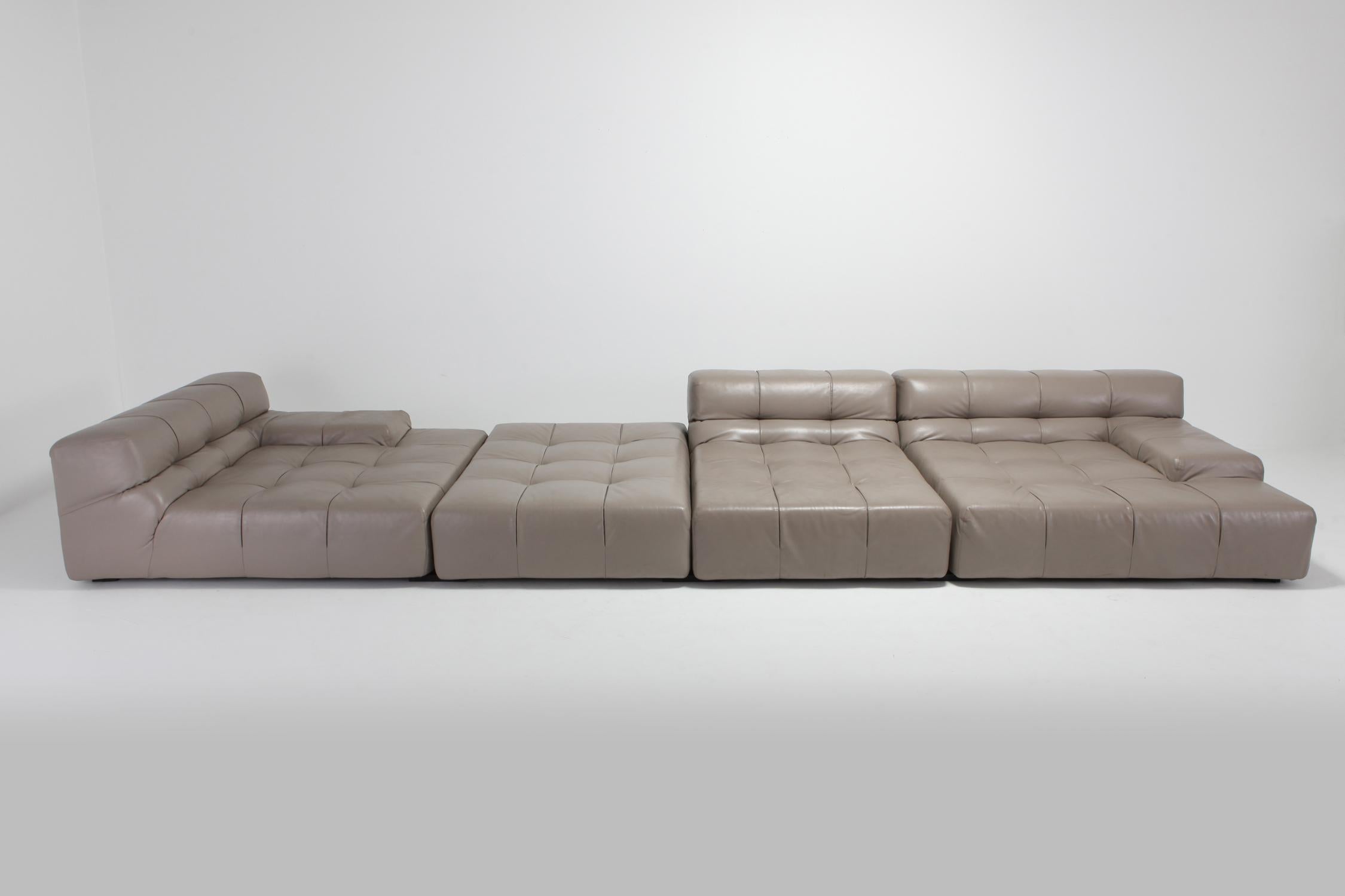 Tufty Time B&B Italia Taupe Leather Sectional Sofa by Patricia Urquiola 1