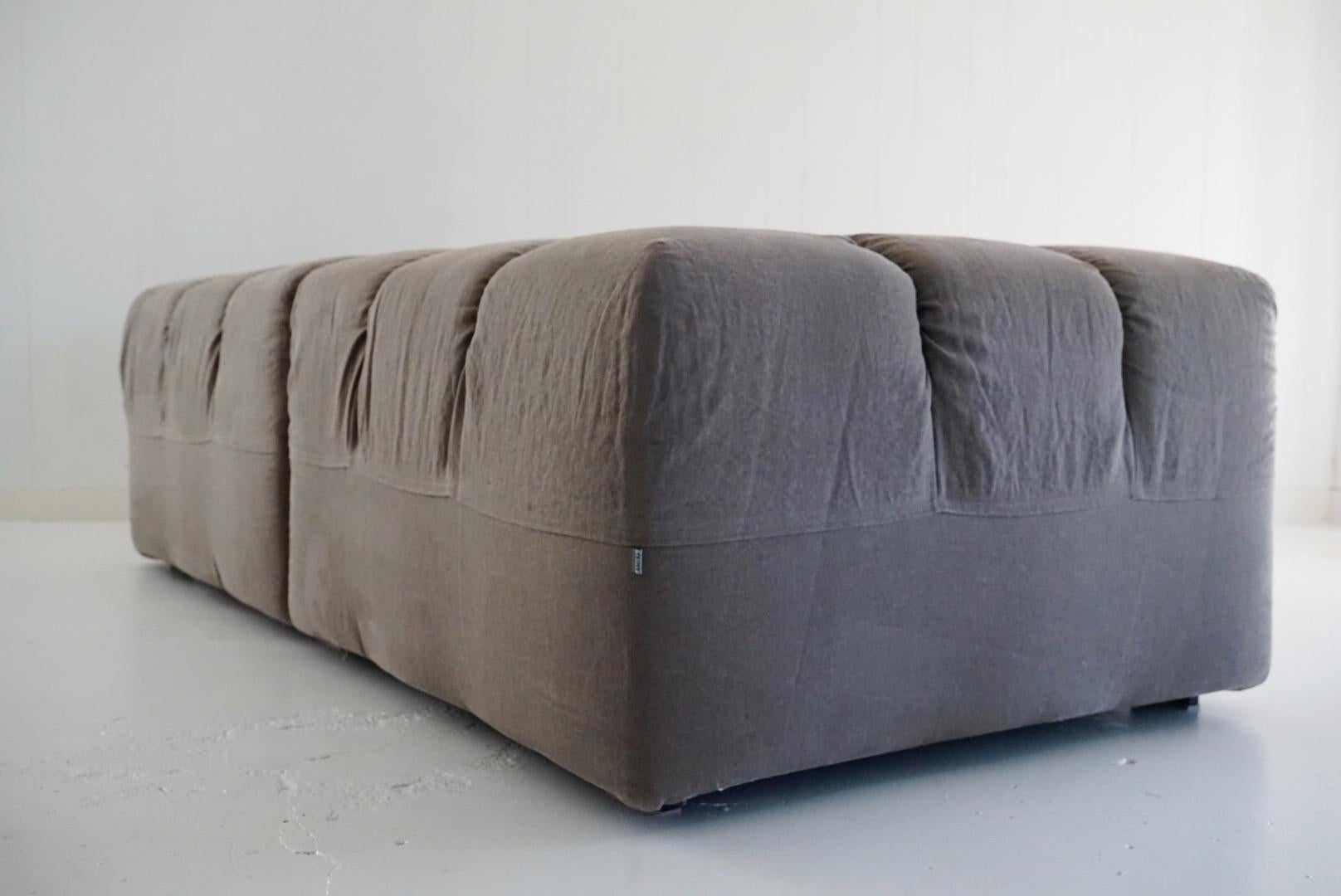 Contemporary Tufty Time Sofa in Greige Linen by Patricia Urquiola for B&B Italia, Signed 2015