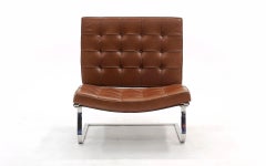 Tugendhat Chair Model MR 20 by Mies van der Rohe for Knoll, Brown Leather