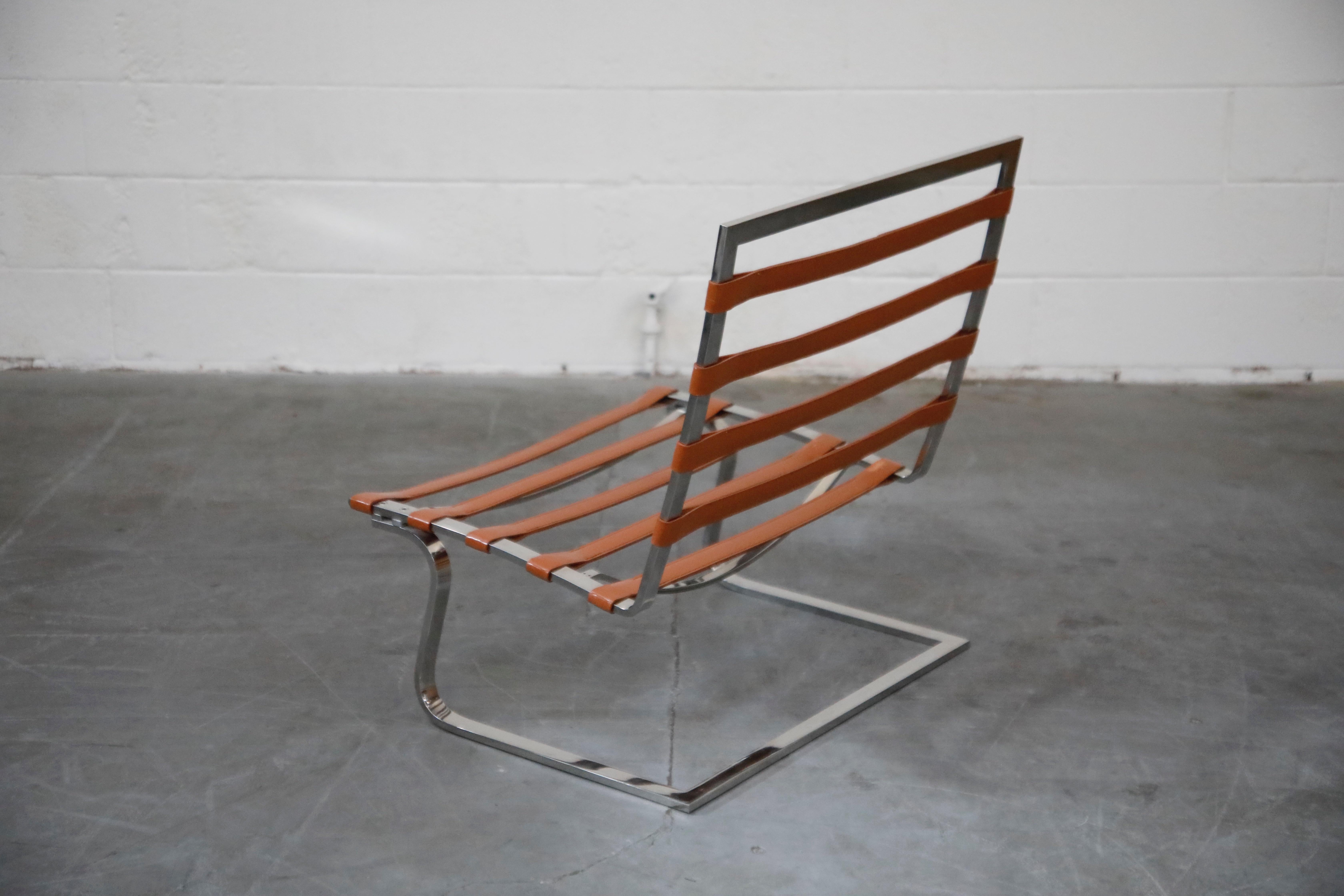 Leather Tugendhat Lounge Chair by Mies van der Rohe for Knoll Associates, 1960s, Signed