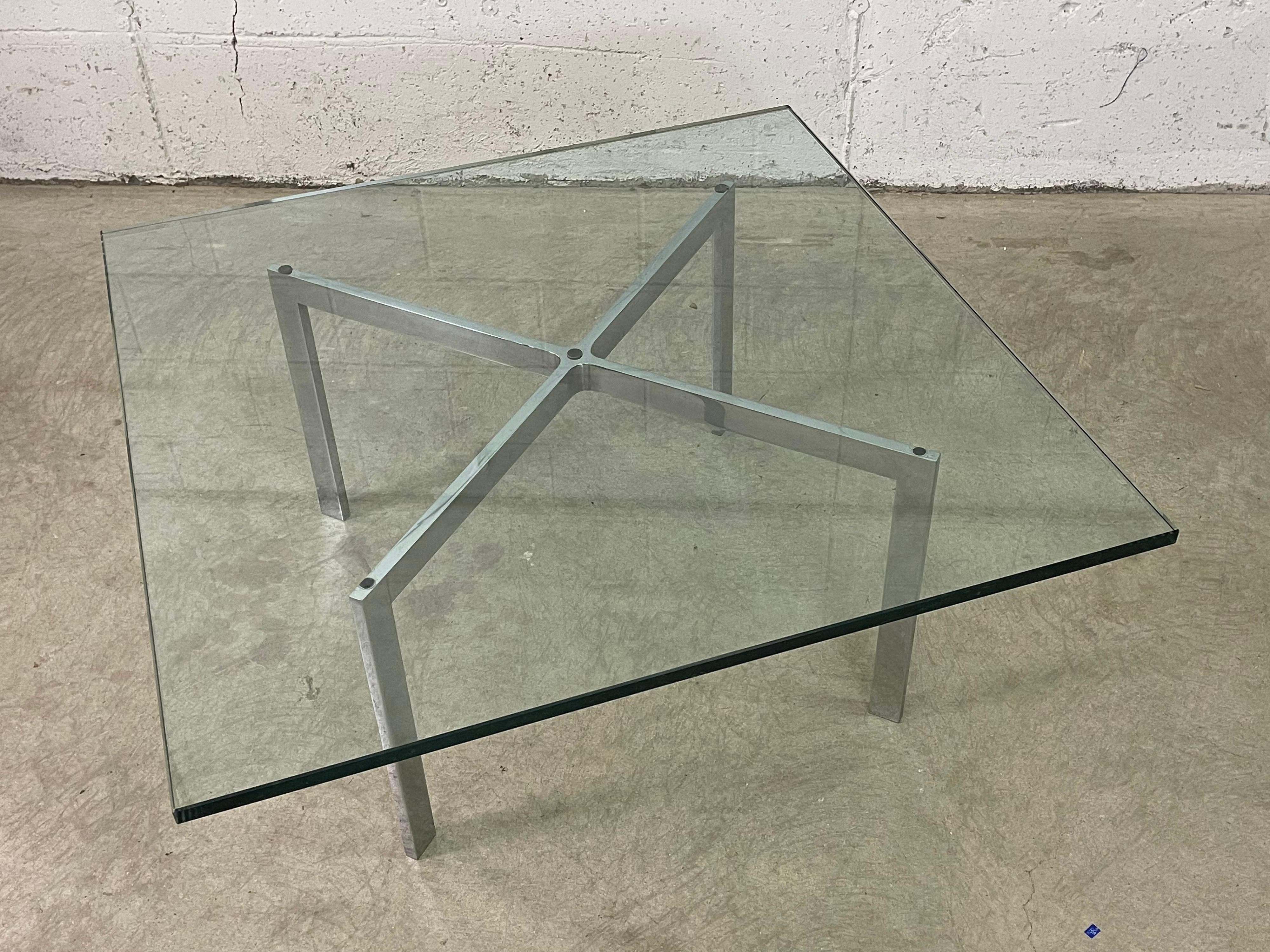 Tugendhat Style Coffee Table Designed by Ludwig Mies Van Der Roche In Good Condition For Sale In Amherst, NH