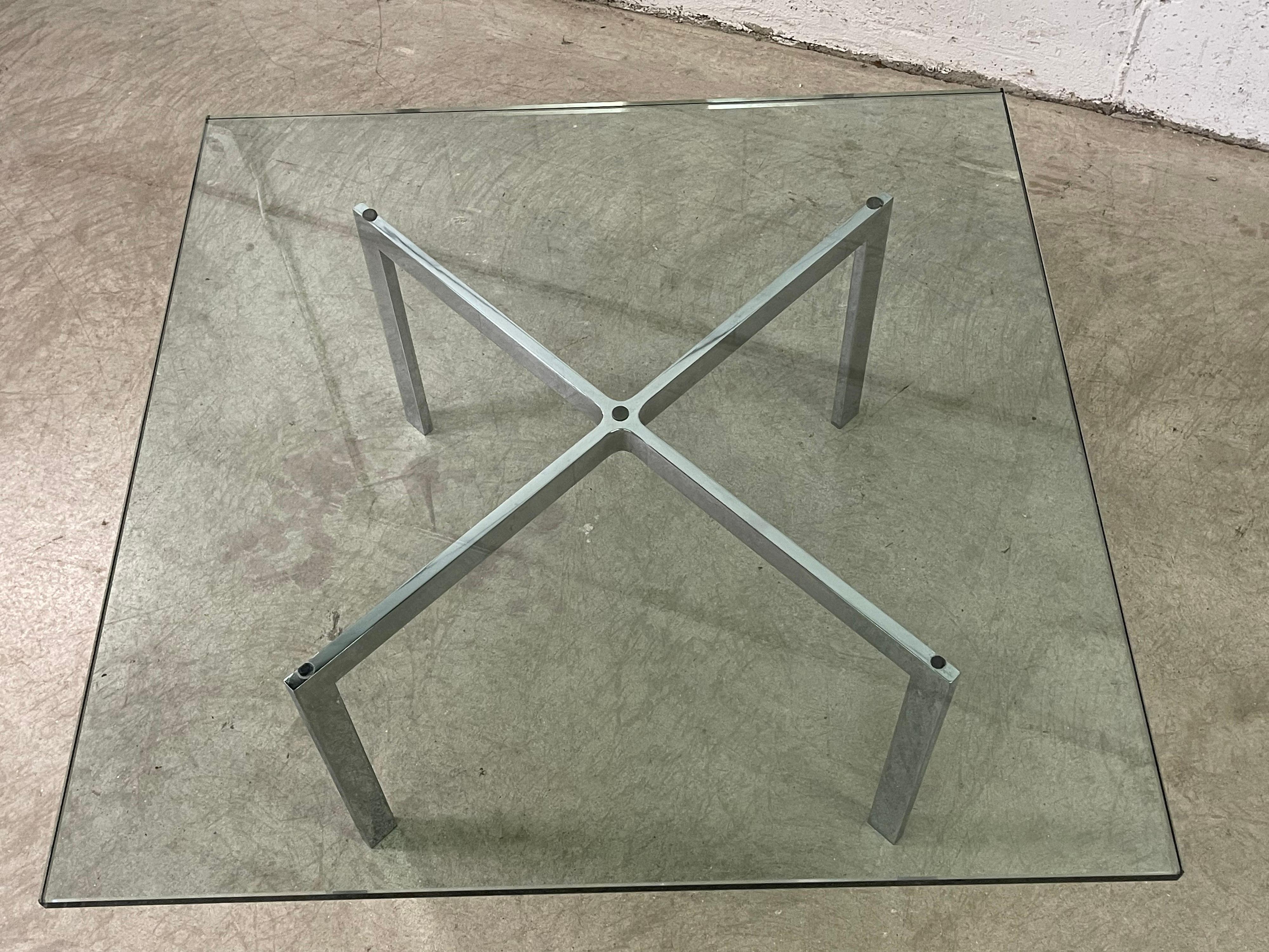 Glass Tugendhat Style Coffee Table Designed by Ludwig Mies Van Der Roche For Sale