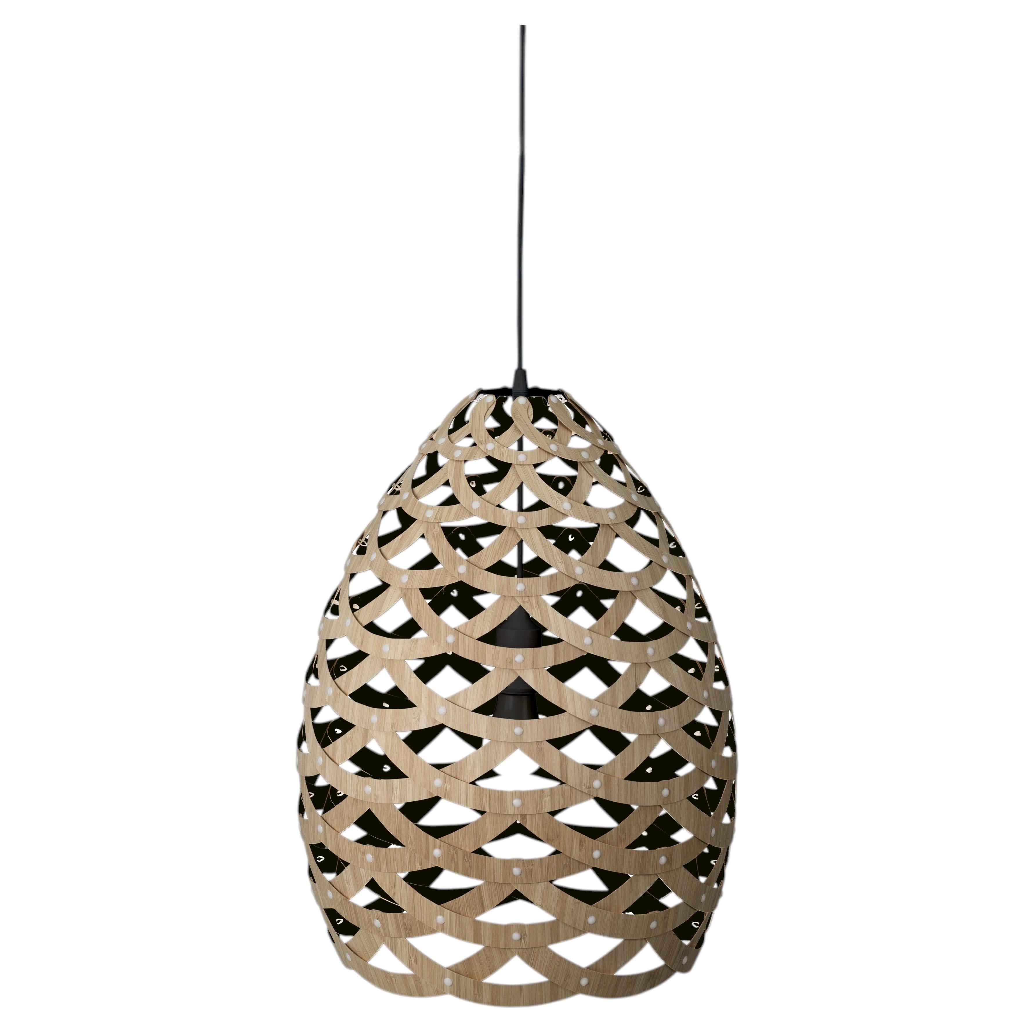 Tui Small Pendant Lamp in 1 Side Painted Bamboo Plywood by David Trubridge
