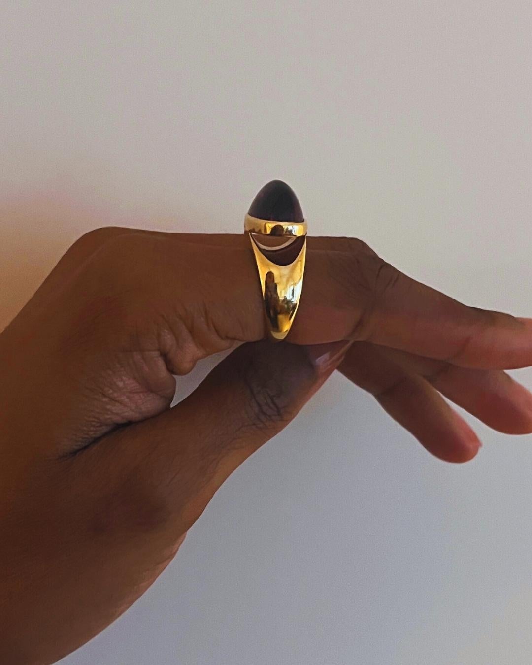 Modernist Tuk Fischer for Georg Jensen Amethyst and Yellow Gold Ring, Circa 1970 For Sale