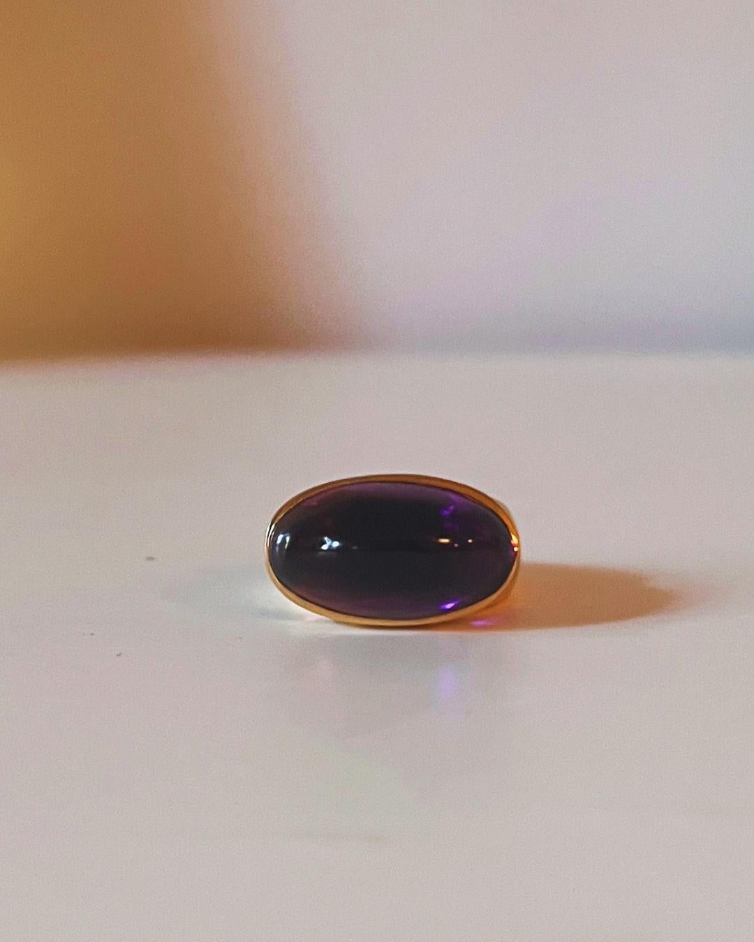 Tuk Fischer for Georg Jensen Amethyst and Yellow Gold Ring, Circa 1970 In Excellent Condition For Sale In New York, NY