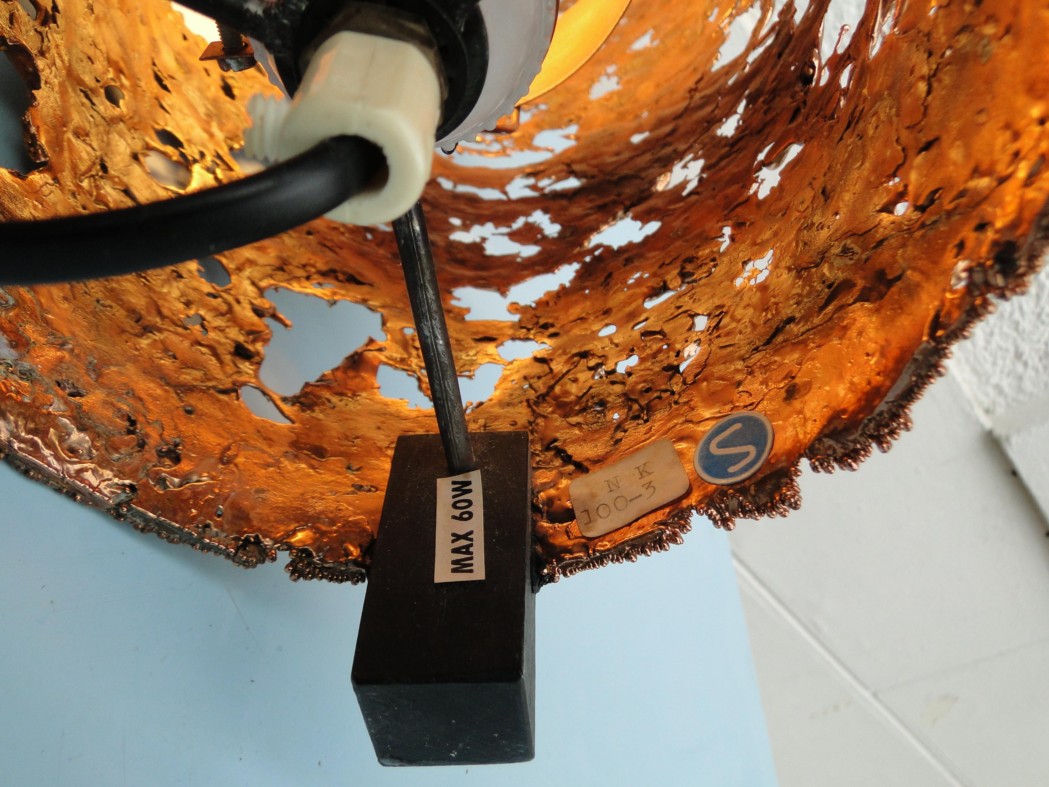 Tukiainen Aimo Ossi Kalevi Table Lamp Copper Finland  1970 Post Modern Brutalist For Sale 7