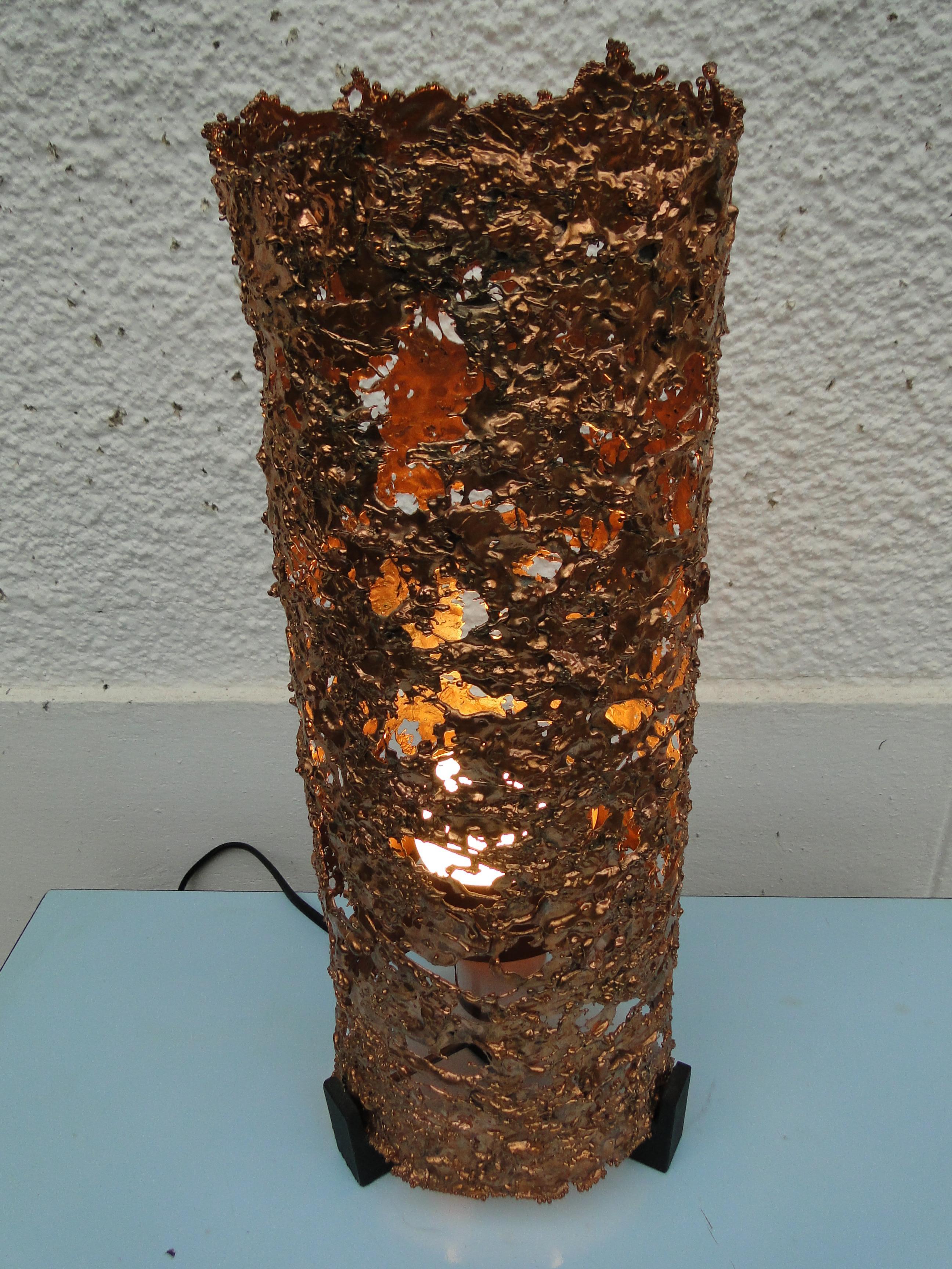 Tukiainen Aimo Ossi Kalevi Table Lamp Copper Finland  1970 Post Modern Brutalist For Sale 2