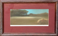 MINDSCAPE Paesaggio surreale contemporaneo Olio su carta 1989 Artista donna