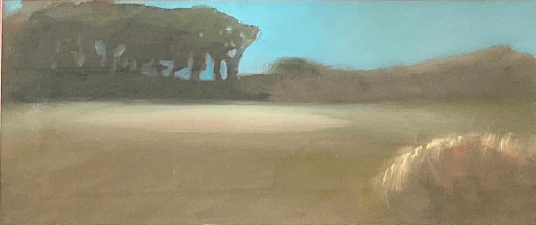 Tula Telfair Landscape Painting - MINDSCAPE Contemporary Surreal Landscape Oil on Paper 1989 Female Artist